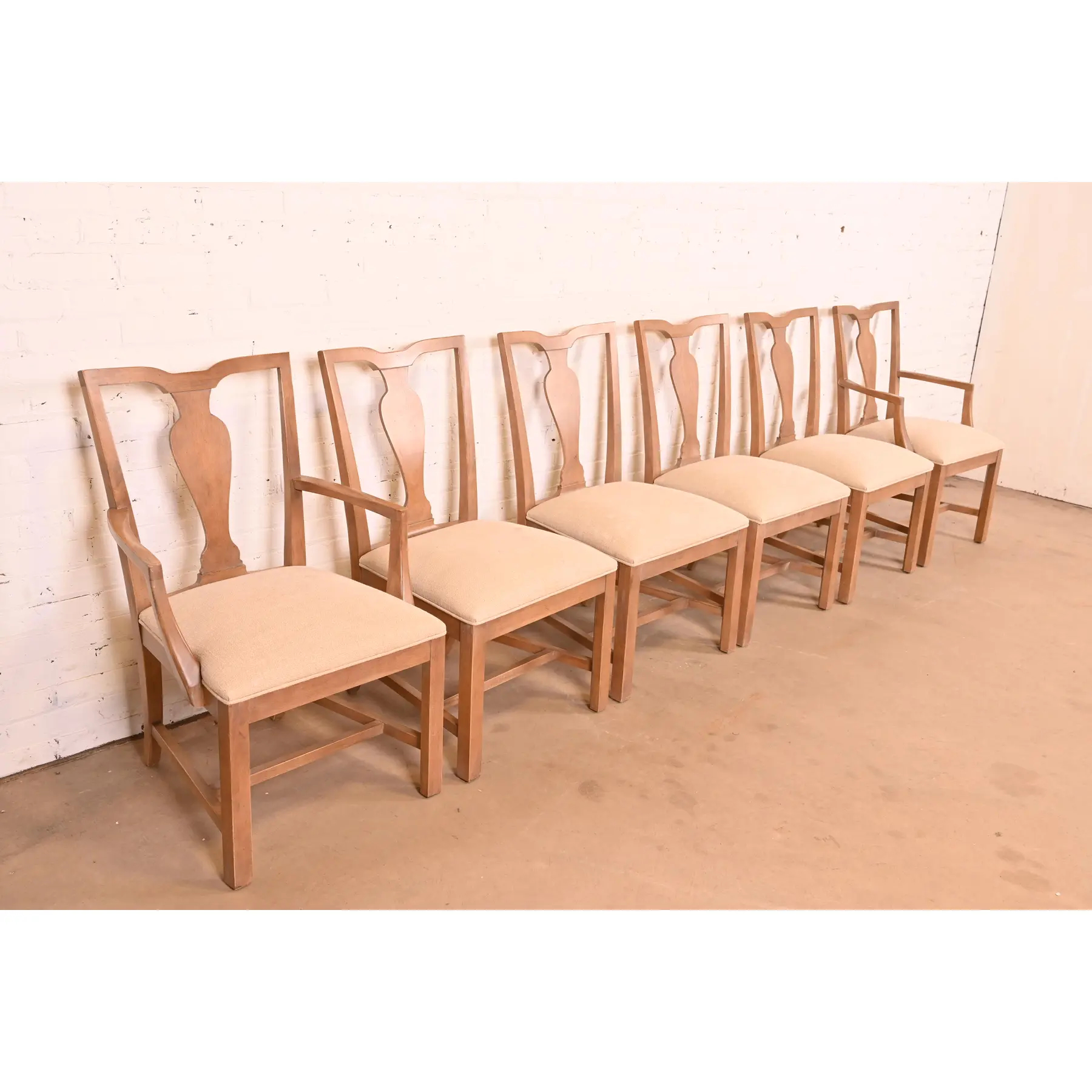Ethan Allen Modern Chippendale Carved Maple Dining Chairs, Set of Six - Image 5