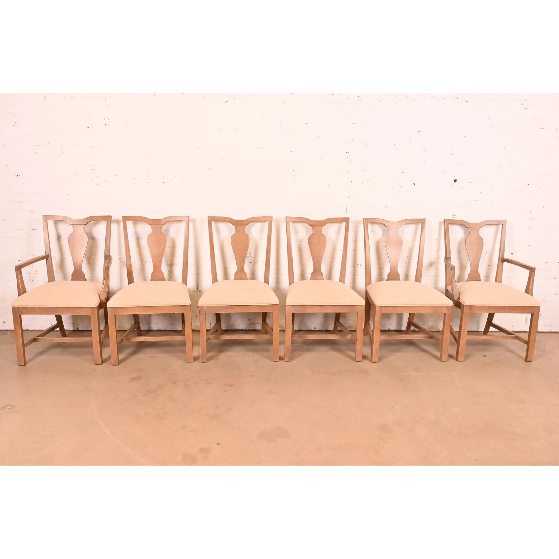 Ethan Allen Modern Chippendale Carved Maple Dining Chairs, Set of Six - Image 2