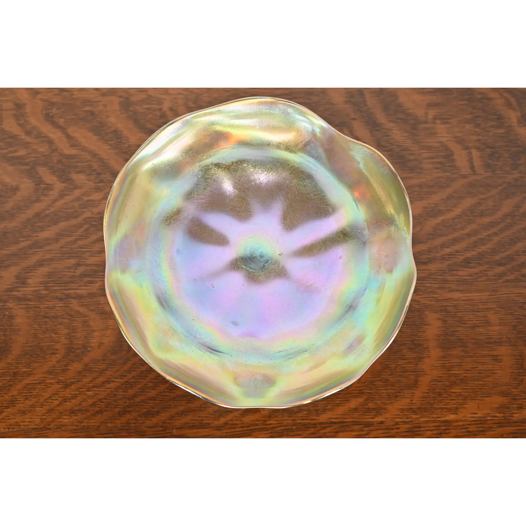 Louis Comfort Tiffany Favrile Iridescent Art Glass Compote Dish or Tazza - Image 3