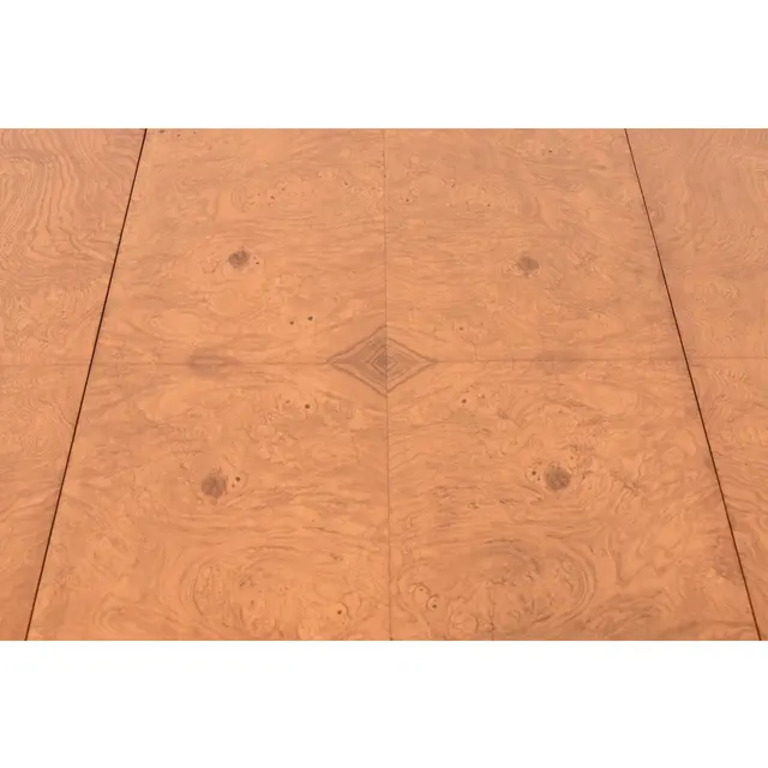 Milo Baughman for Thayer Coggin Mid-Century Modern Burl Wood Parsons Extension Dining Table, Newly Refinished - Image 10