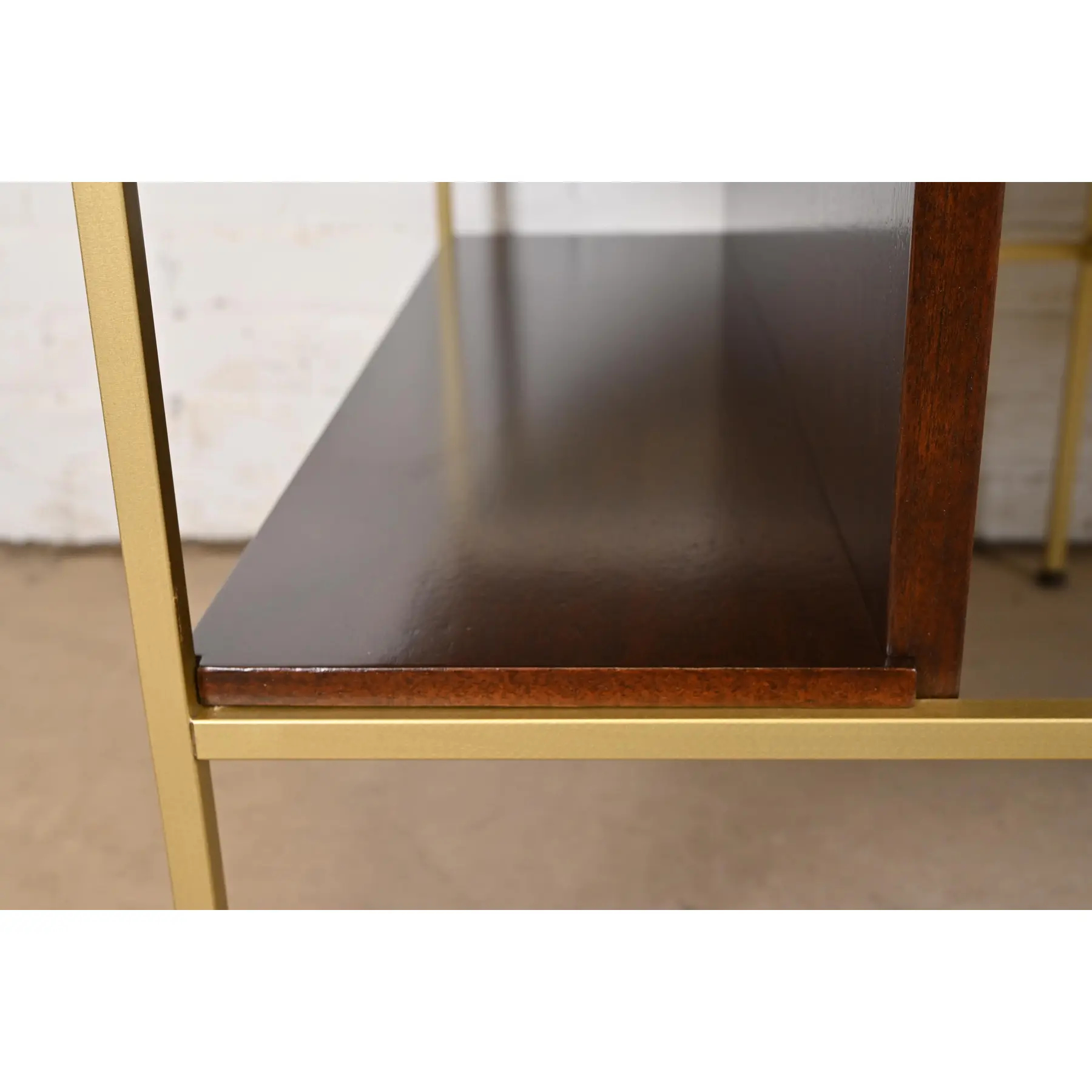 Paul McCobb Irwin Collection Mahogany and Brass Nightstands or End Tables, Newly Refinished - Image 8