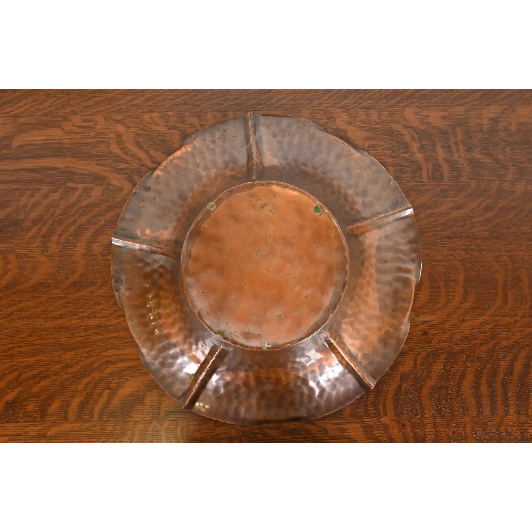 Roycroft Style Arts & Crafts Flower Form Hammered Copper Fruit Bowl or Center Bowl - Image 7