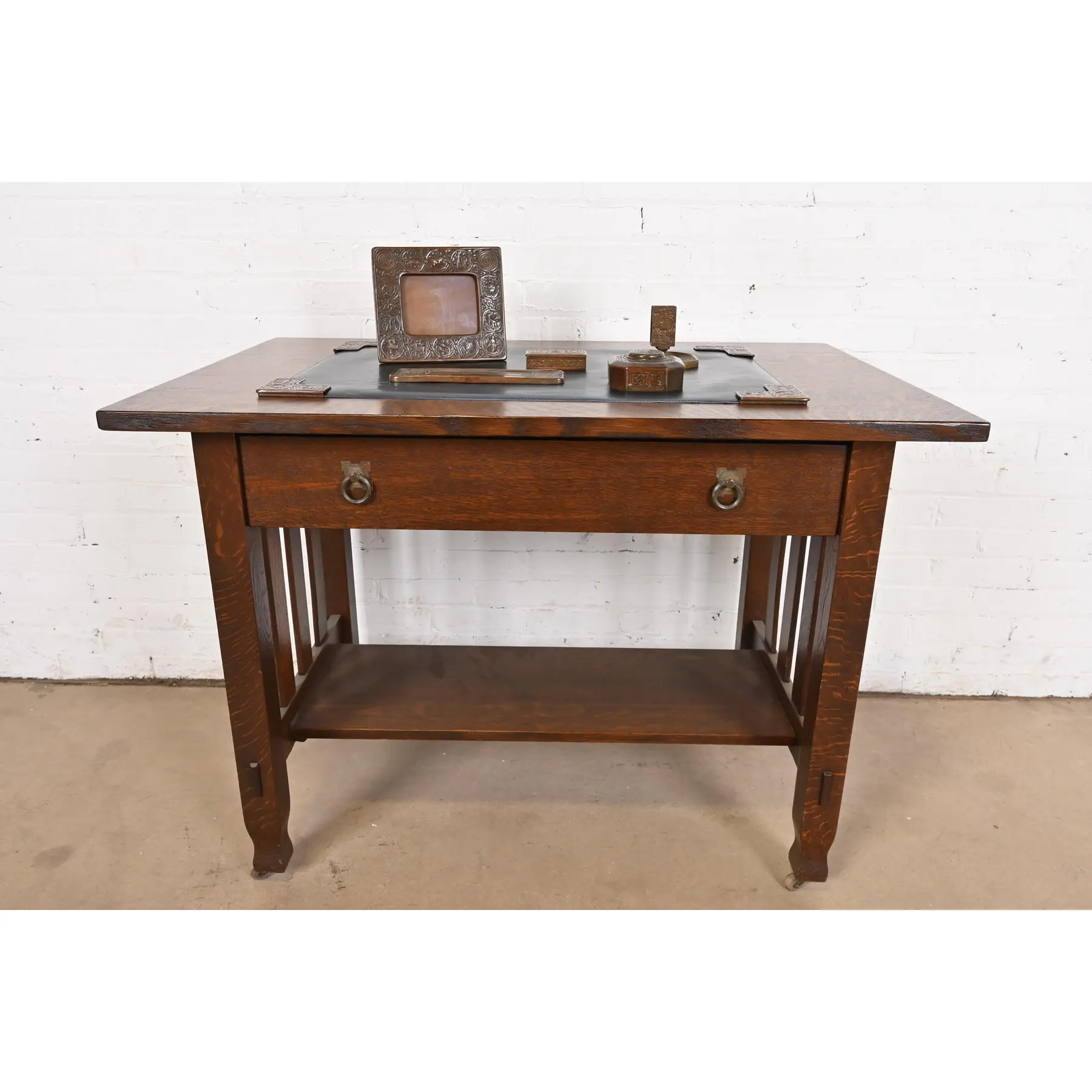 Tiffany Studios New York Zodiac Bronze Six-Piece Desk Set, Circa 1910 - Image 11