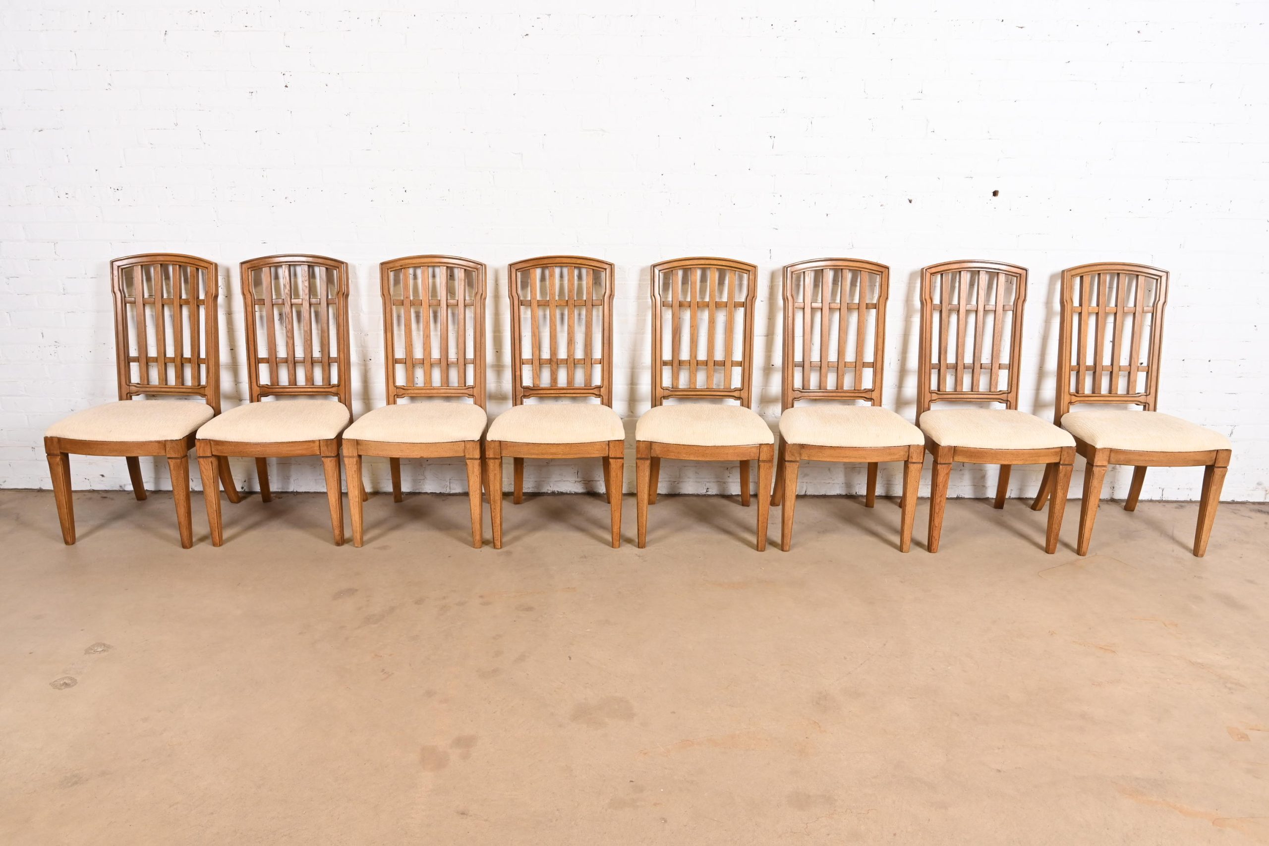 Thomasville French Regency Louis XVI Carved Walnut Dining Chairs, Set of Eight - Image 4