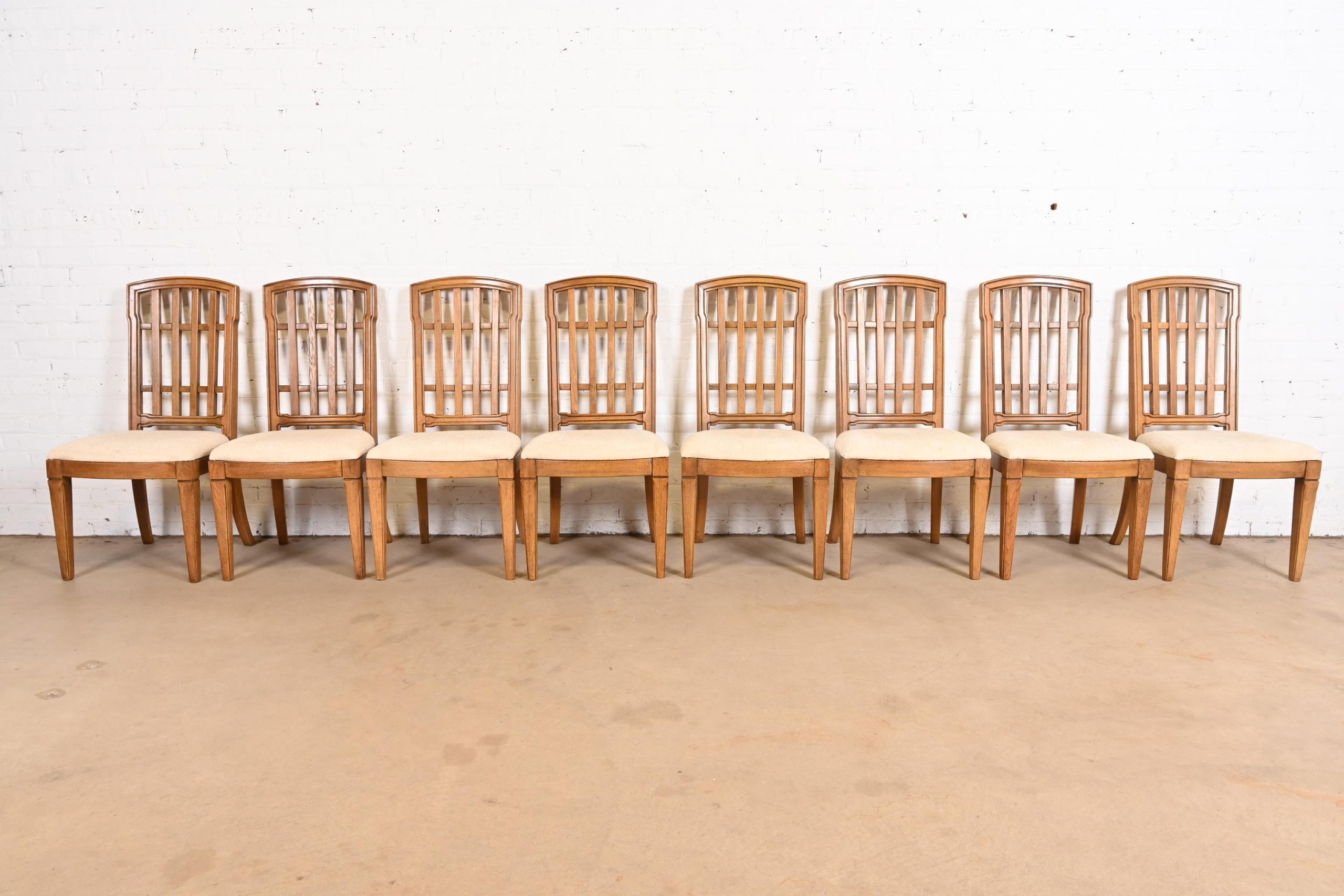 Thomasville French Regency Louis XVI Carved Walnut Dining Chairs, Set of Eight - Image 3