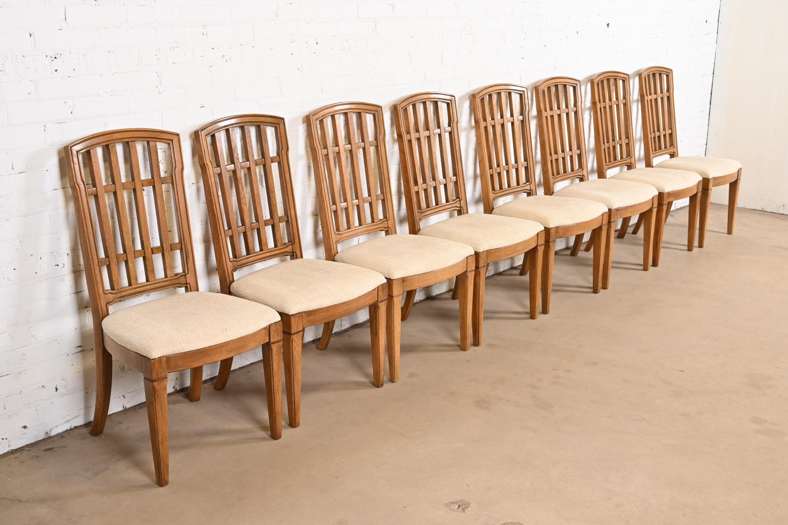Thomasville French Regency Louis XVI Carved Walnut Dining Chairs, Set of Eight - Image 2