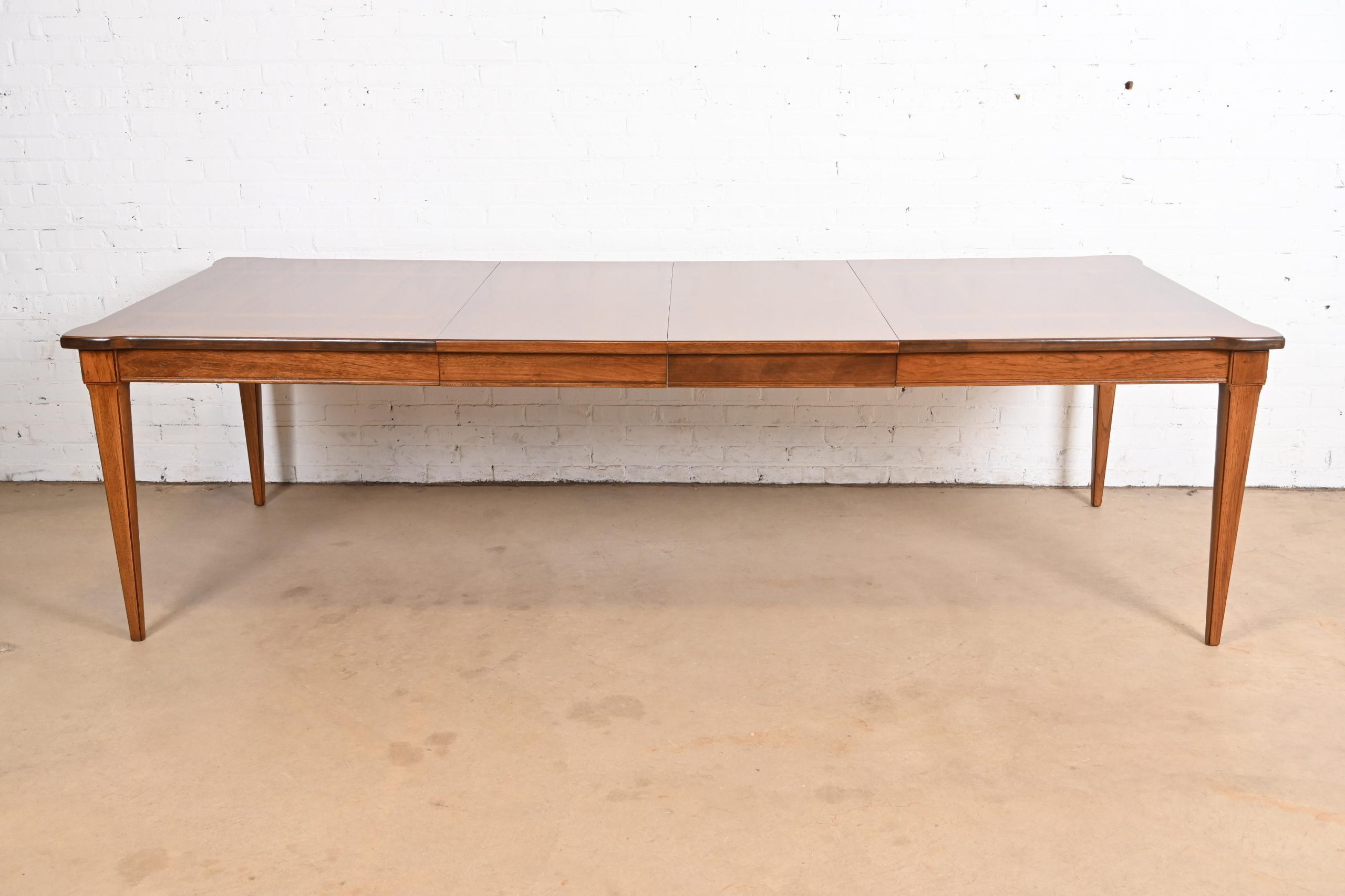 Thomasville French Regency Louis XVI Pecan Wood Extension Dining Table, Newly Refinished - Image 2