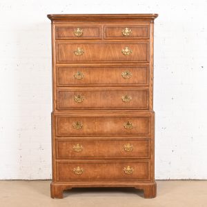 Baker Furniture Georgian Carved Oak Eight-Drawer Highboy Dresser