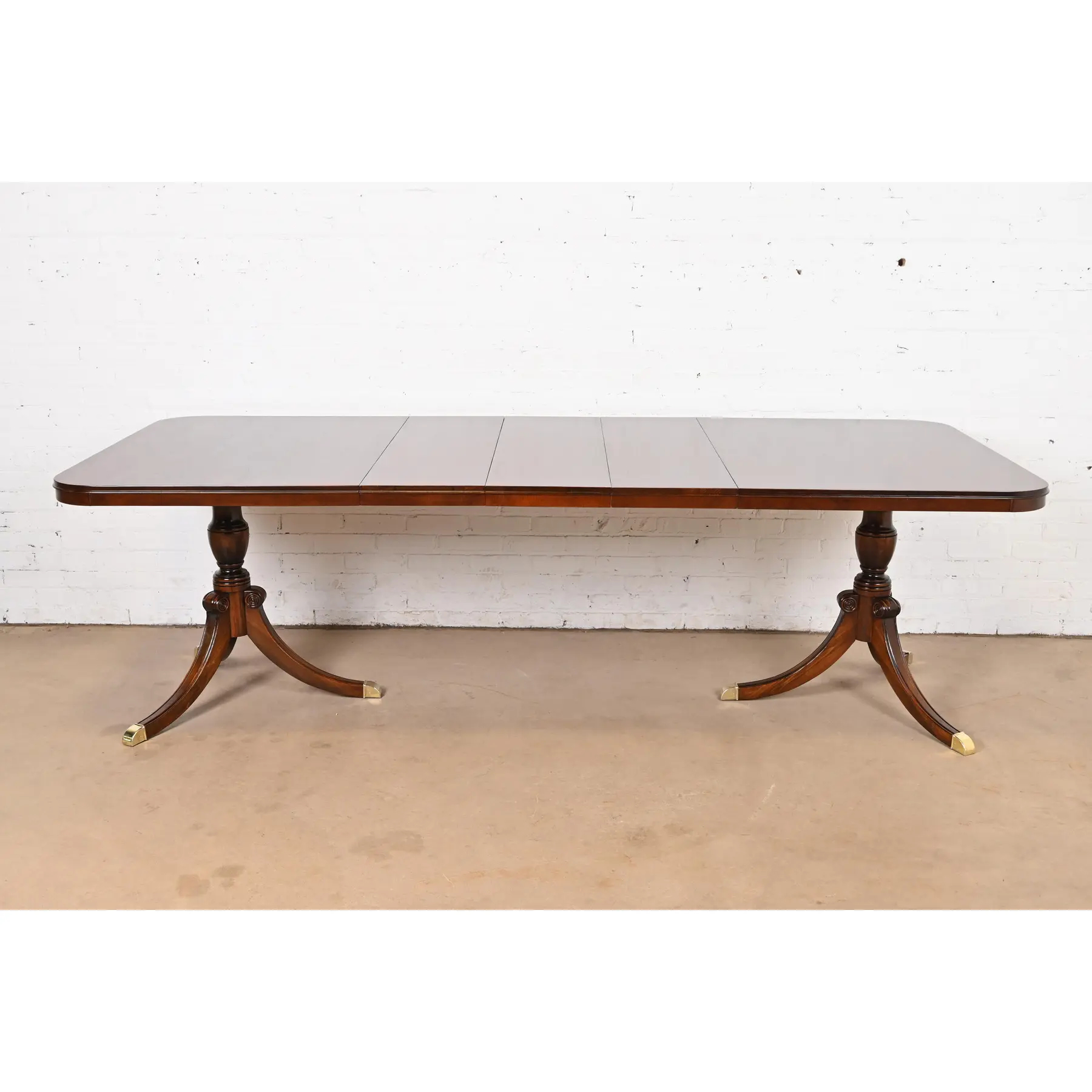 Drexel Georgian Mahogany Double Pedestal Extension Dining Table, Newly Refinished - Image 2