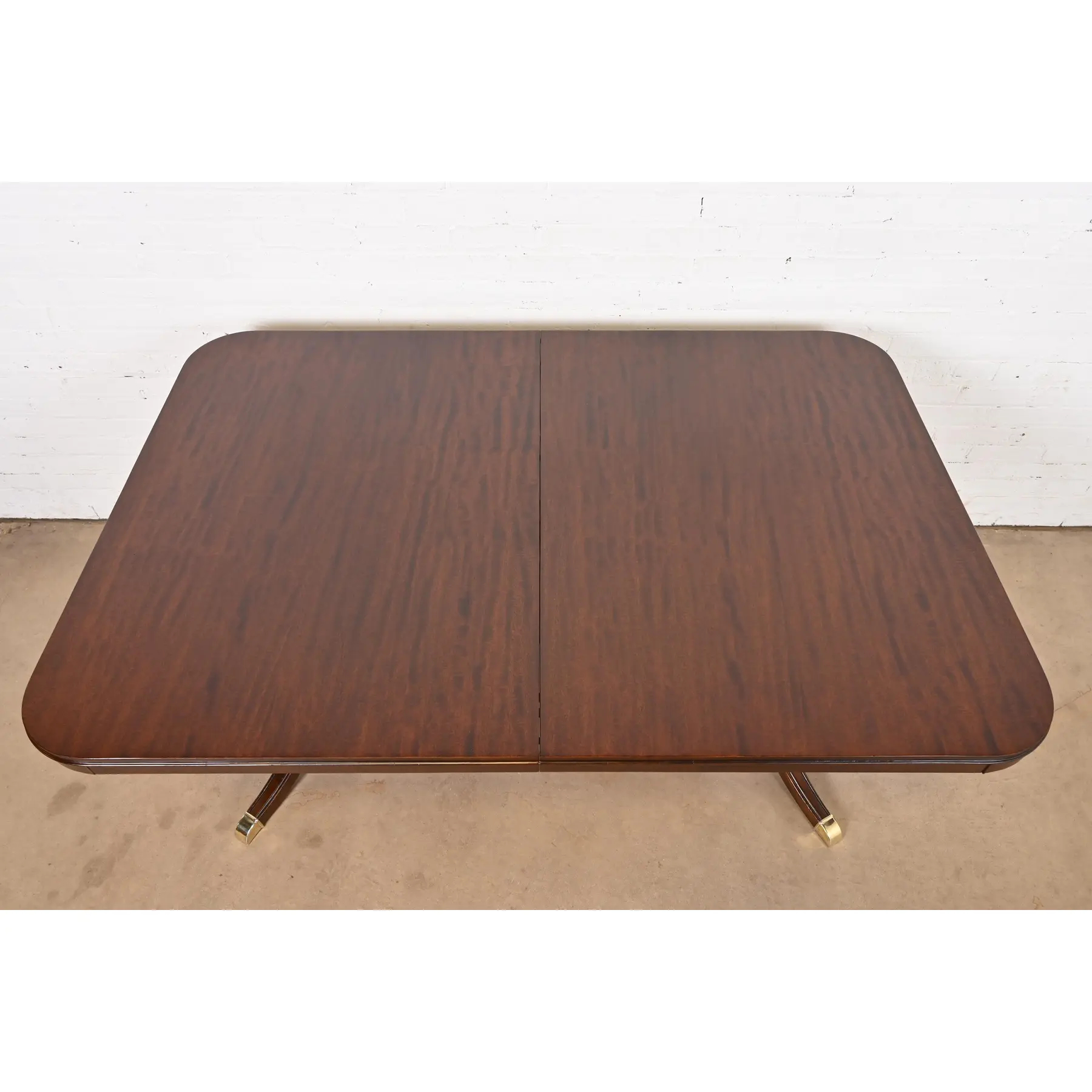 Drexel Georgian Mahogany Double Pedestal Extension Dining Table, Newly Refinished - Image 9