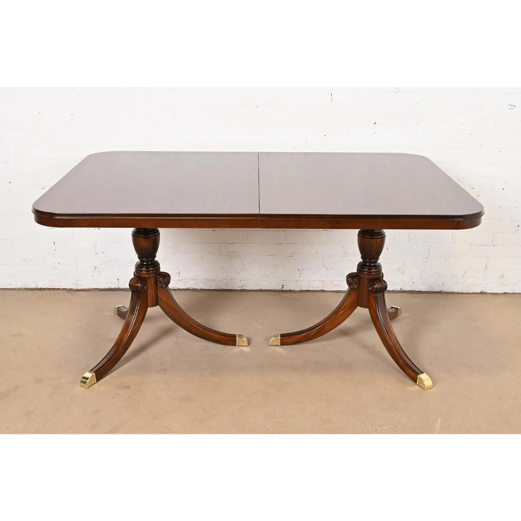 Drexel Georgian Mahogany Double Pedestal Extension Dining Table, Newly Refinished - Image 7