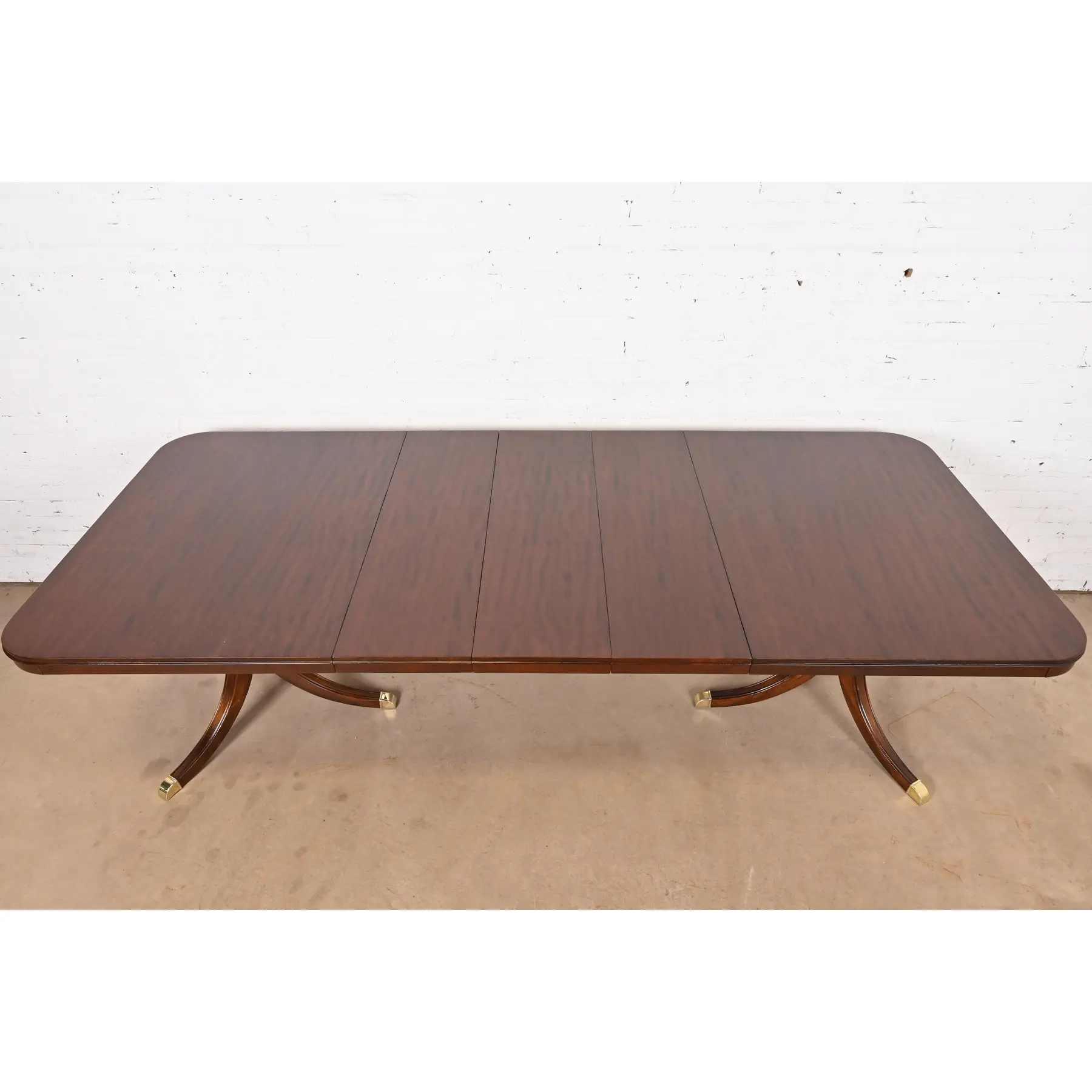 Drexel Georgian Mahogany Double Pedestal Extension Dining Table, Newly Refinished - Image 5