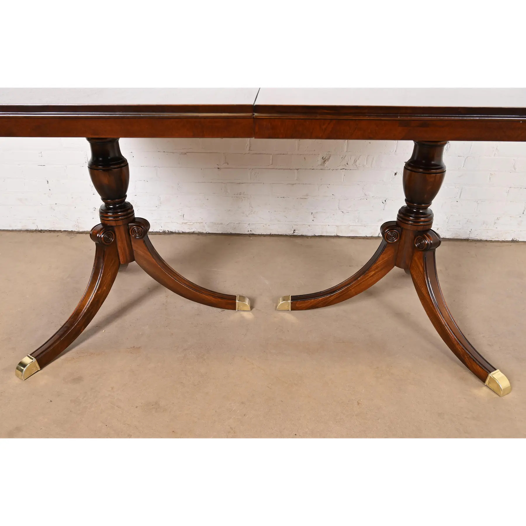 Drexel Georgian Mahogany Double Pedestal Extension Dining Table, Newly Refinished - Image 10