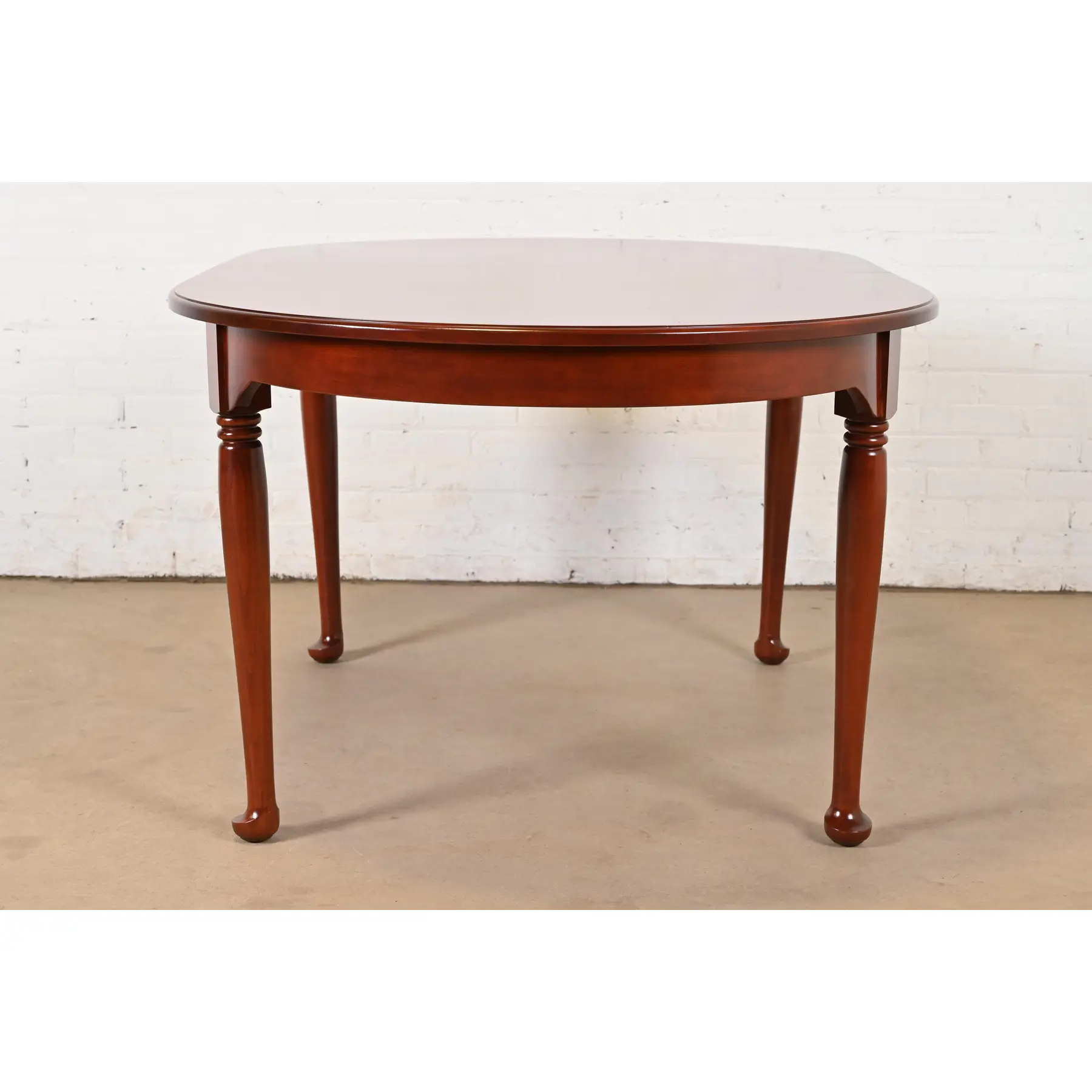Henkel Harris Style Queen Anne Solid Cherry Wood Extension Dining Table, Newly Refinished - Image 10