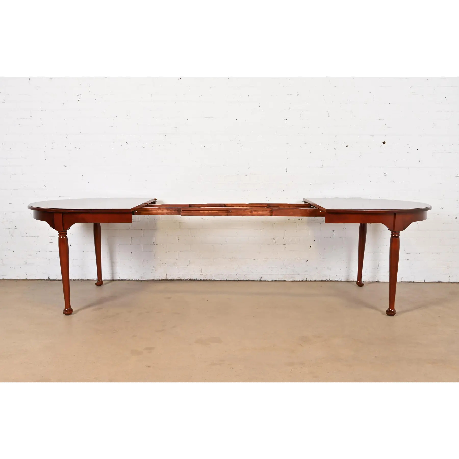 Henkel Harris Style Queen Anne Solid Cherry Wood Extension Dining Table, Newly Refinished - Image 6