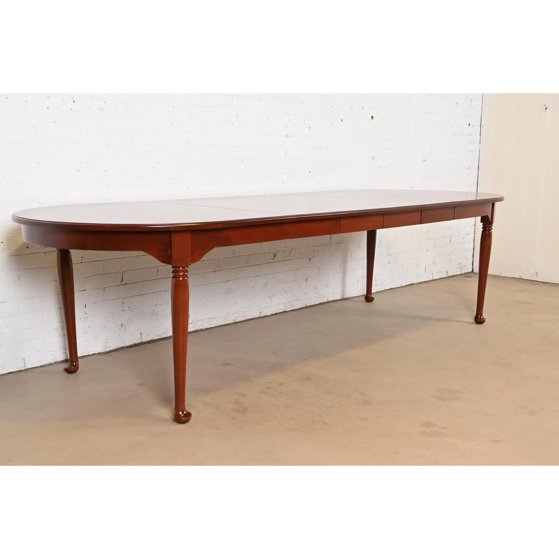 Henkel Harris Style Queen Anne Solid Cherry Wood Extension Dining Table, Newly Refinished - Image 4