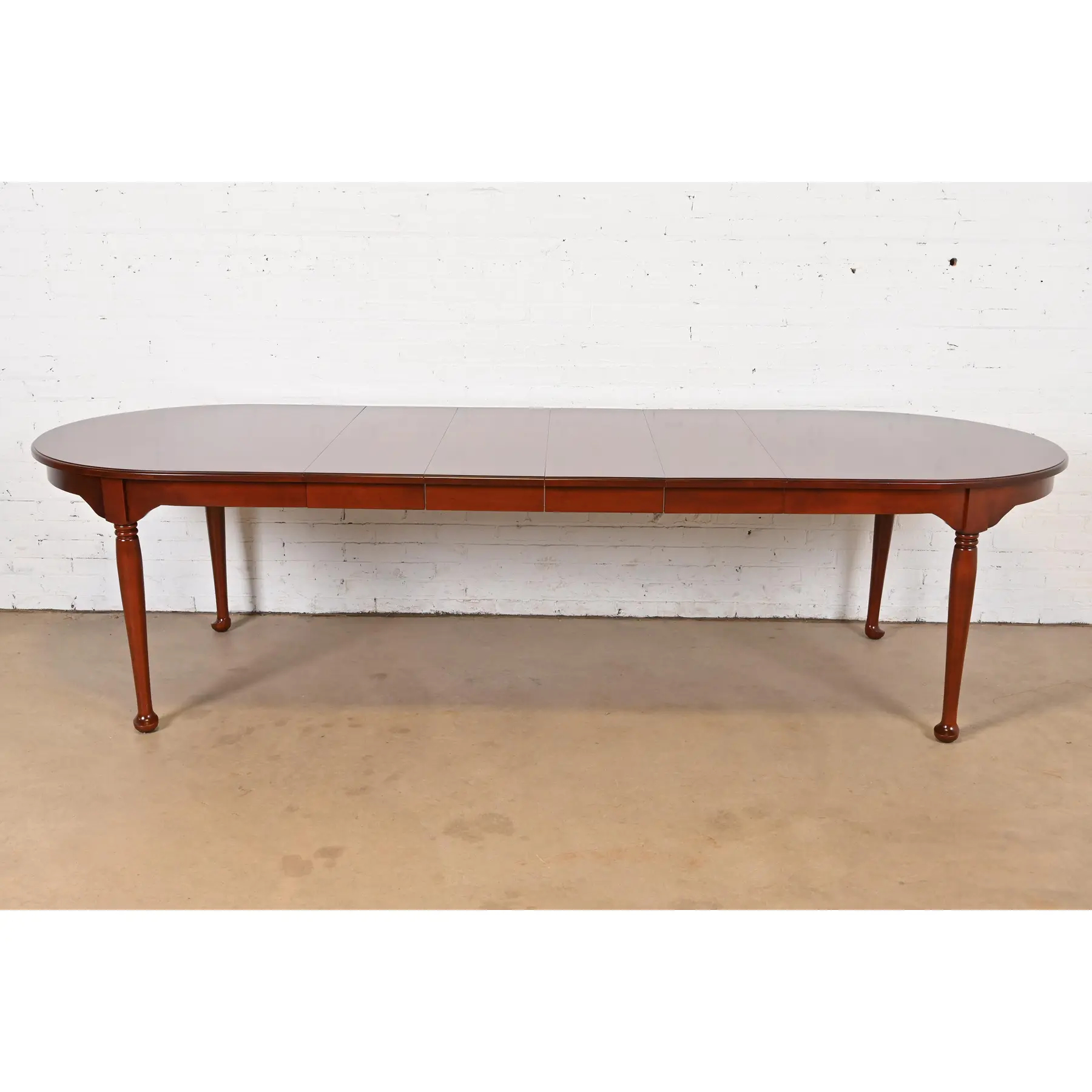 Henkel Harris Style Queen Anne Solid Cherry Wood Extension Dining Table, Newly Refinished - Image 3