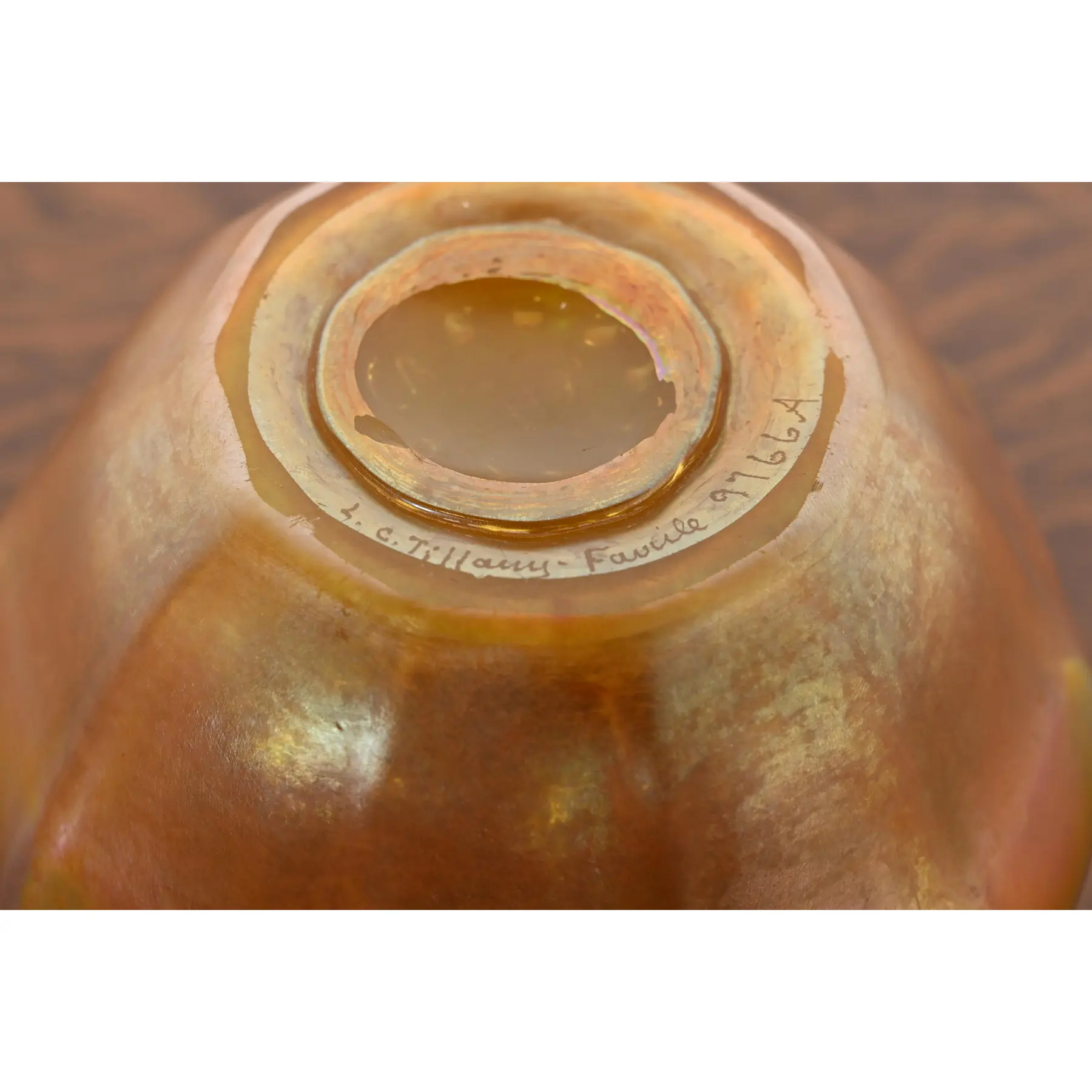 Louis Comfort Tiffany Favrile Iridescent Art Glass Bowl With Scalloped Edge - Image 8