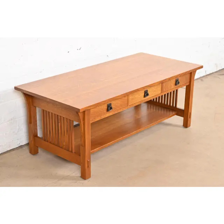 Stickley Mission Oak Arts & Crafts Double-Sided Spindle Coffee Table - Image 4