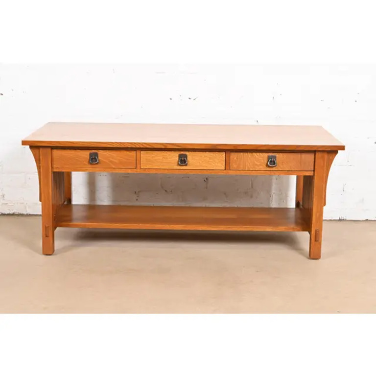 Stickley Mission Oak Arts & Crafts Double-Sided Spindle Coffee Table - Image 3
