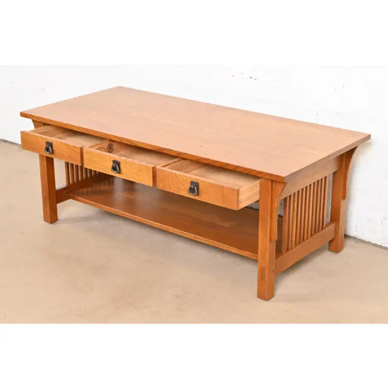 Stickley Mission Oak Arts & Crafts Double-Sided Spindle Coffee Table - Image 6