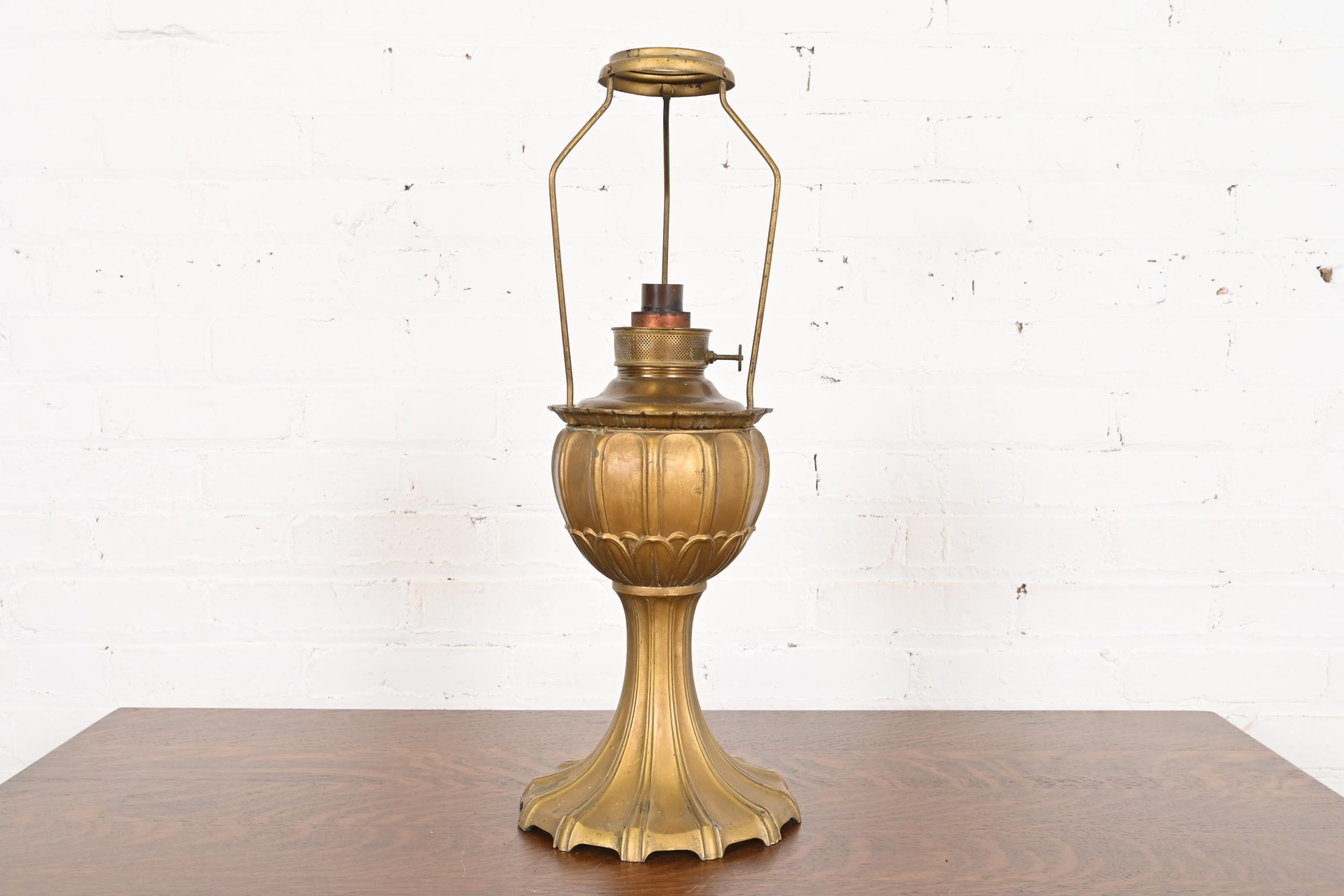 Antique Art Nouveau Slag Glass Table Lamp by Miller Lamp Co., Circa 1920s - Image 7