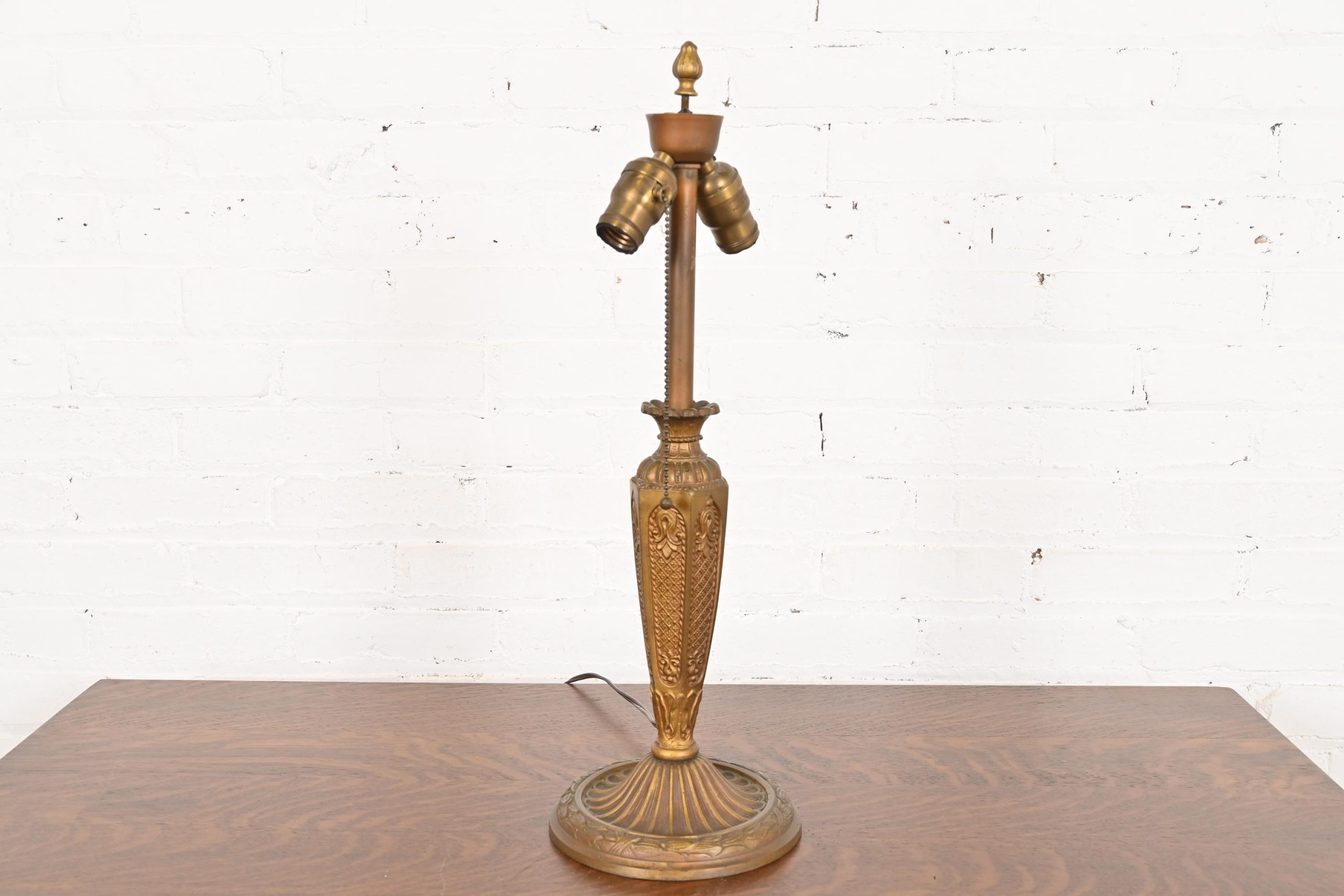 Antique Art Nouveau Slag Glass Table Lamp in the Manner of Handel, Circa 1910 - Image 8