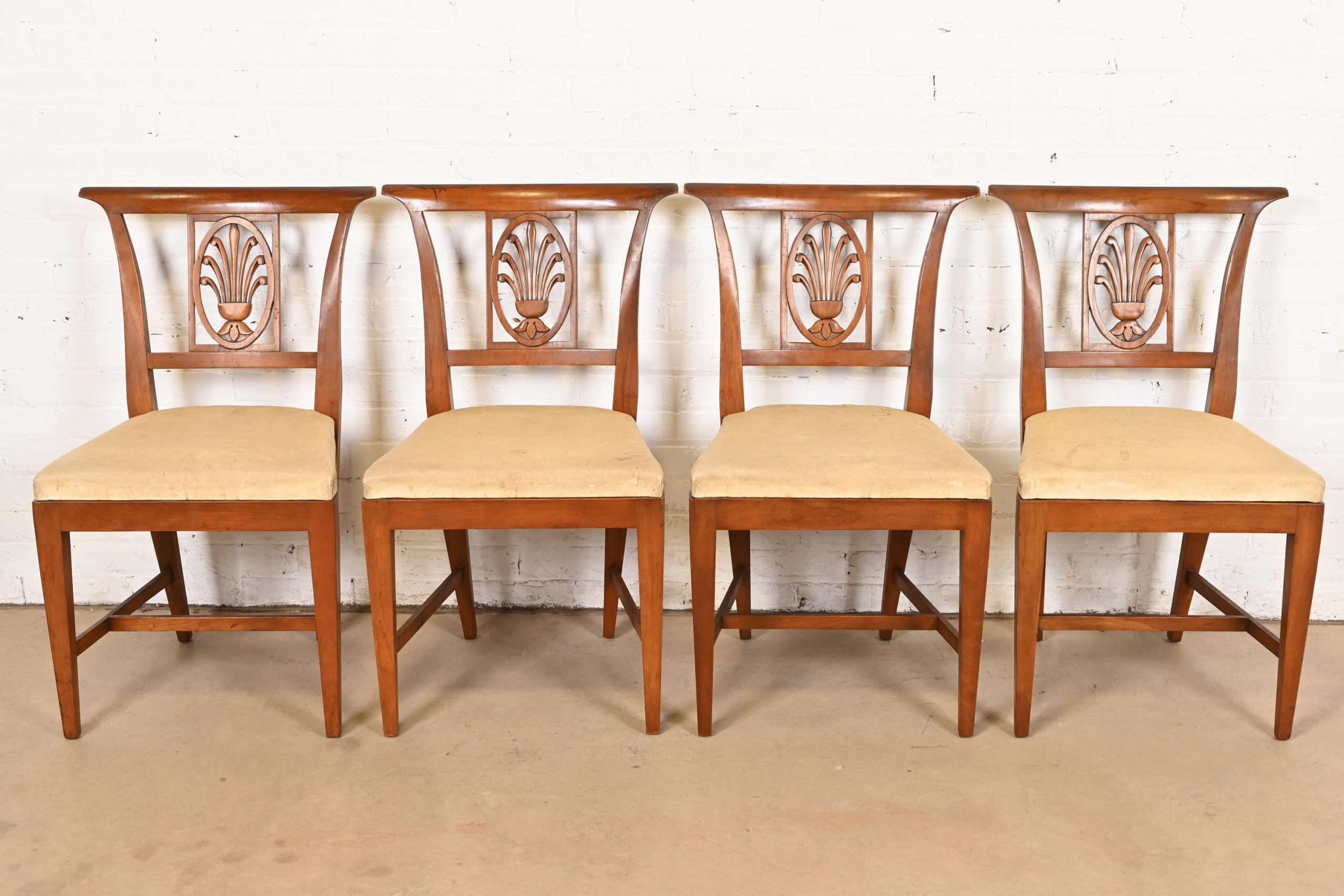Kindel Furniture Regency Carved Fruitwood Dining Chairs, Set of Four - Image 3