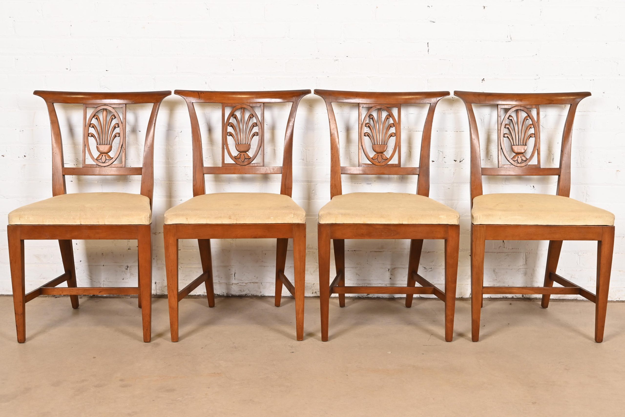 Kindel Furniture Regency Carved Fruitwood Dining Chairs, Set of Four - Image 2