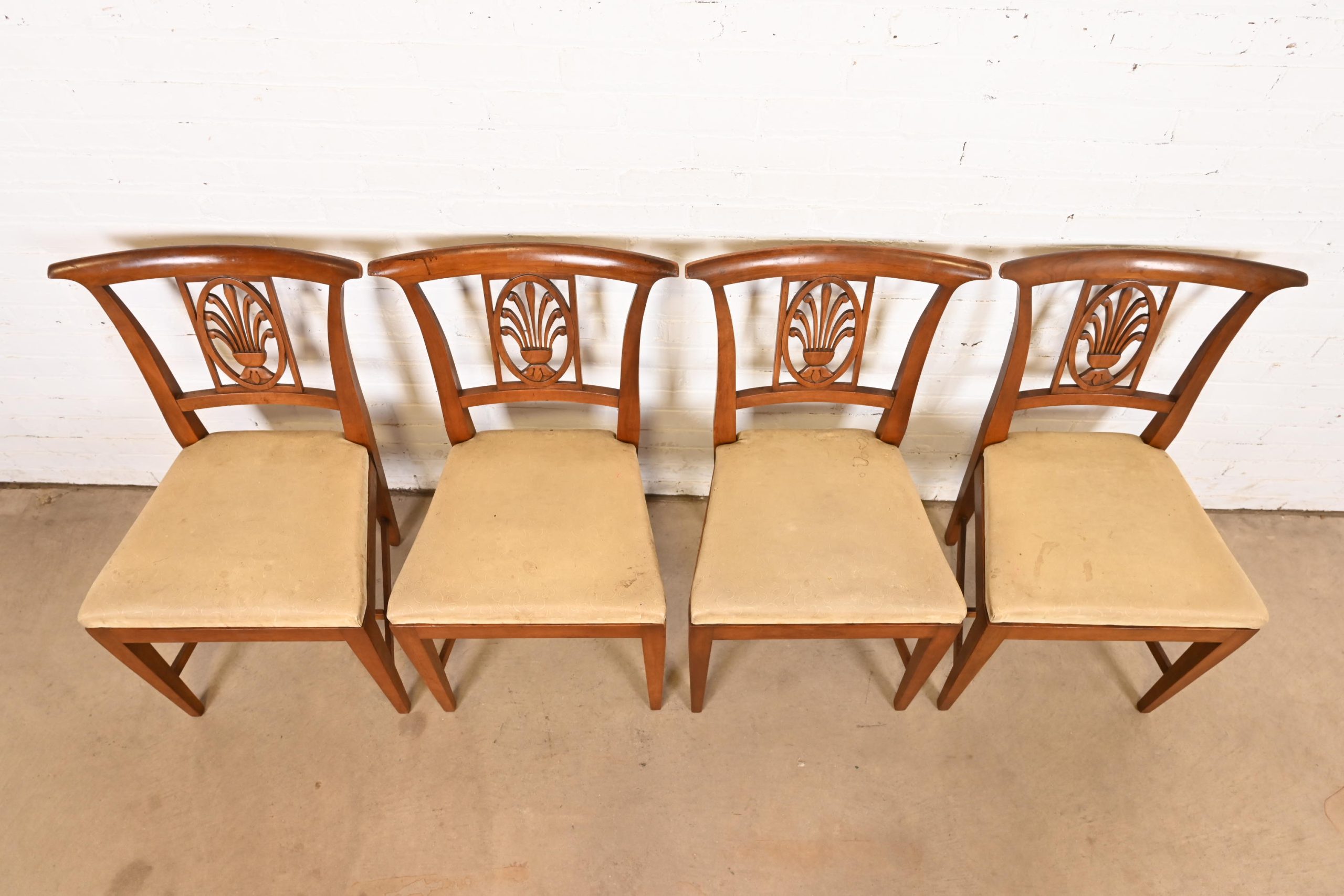 Kindel Furniture Regency Carved Fruitwood Dining Chairs, Set of Four - Image 5