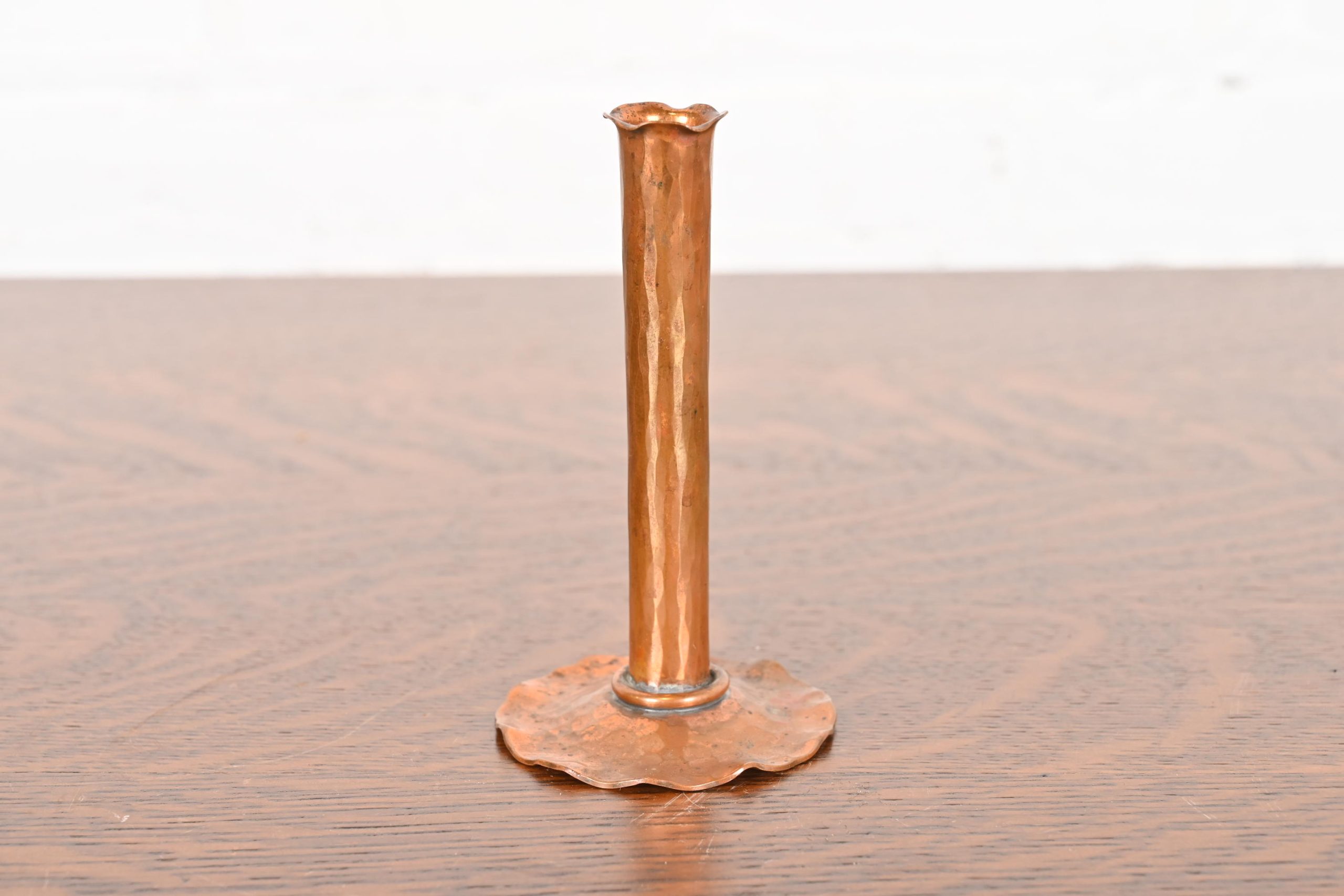 Arthur Cole for Avon Coppersmith Arts & Crafts Hammered Copper Bud Vase, 1930s