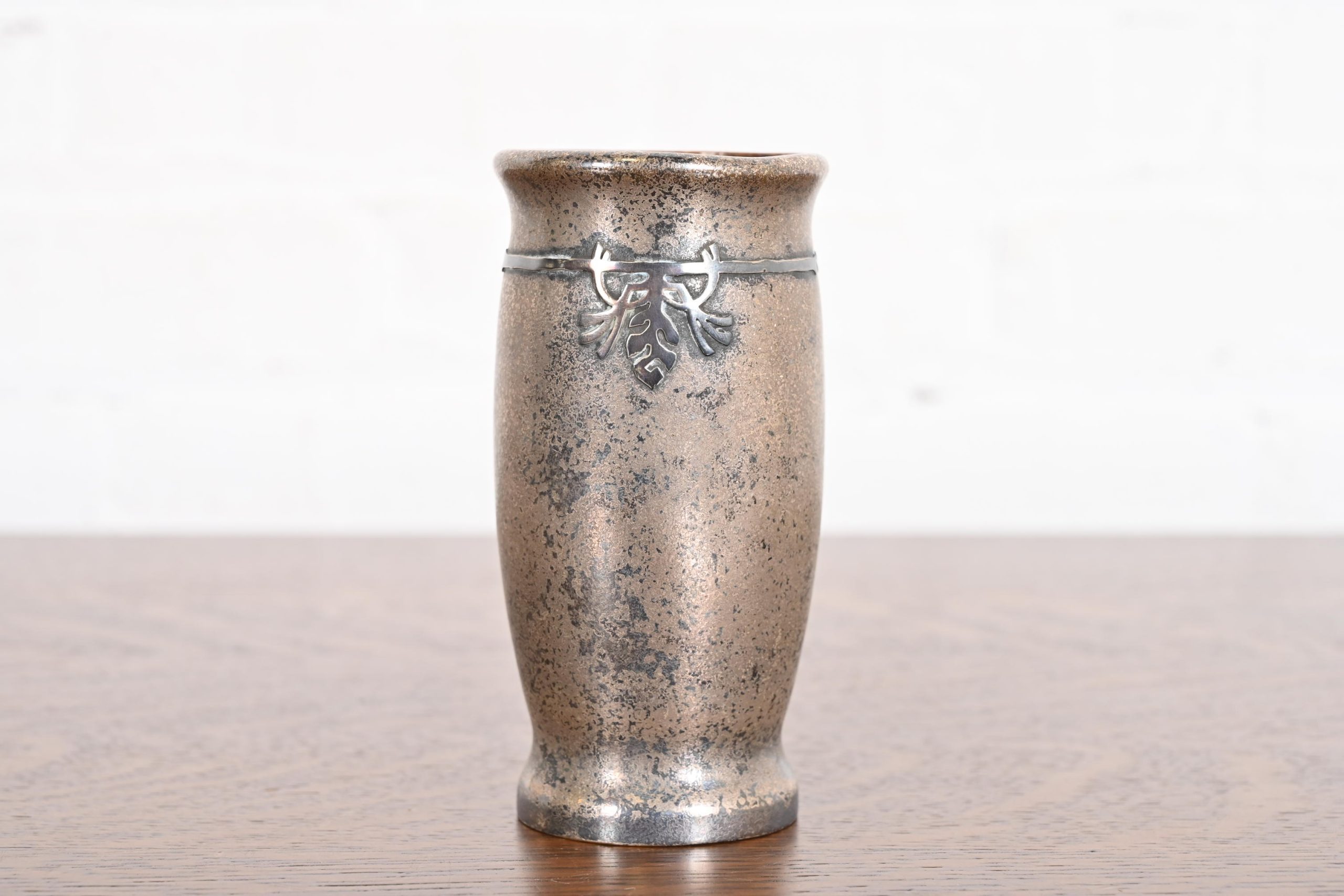 Silver Crest Arts & Crafts Sterling Silver on Bronze Vase