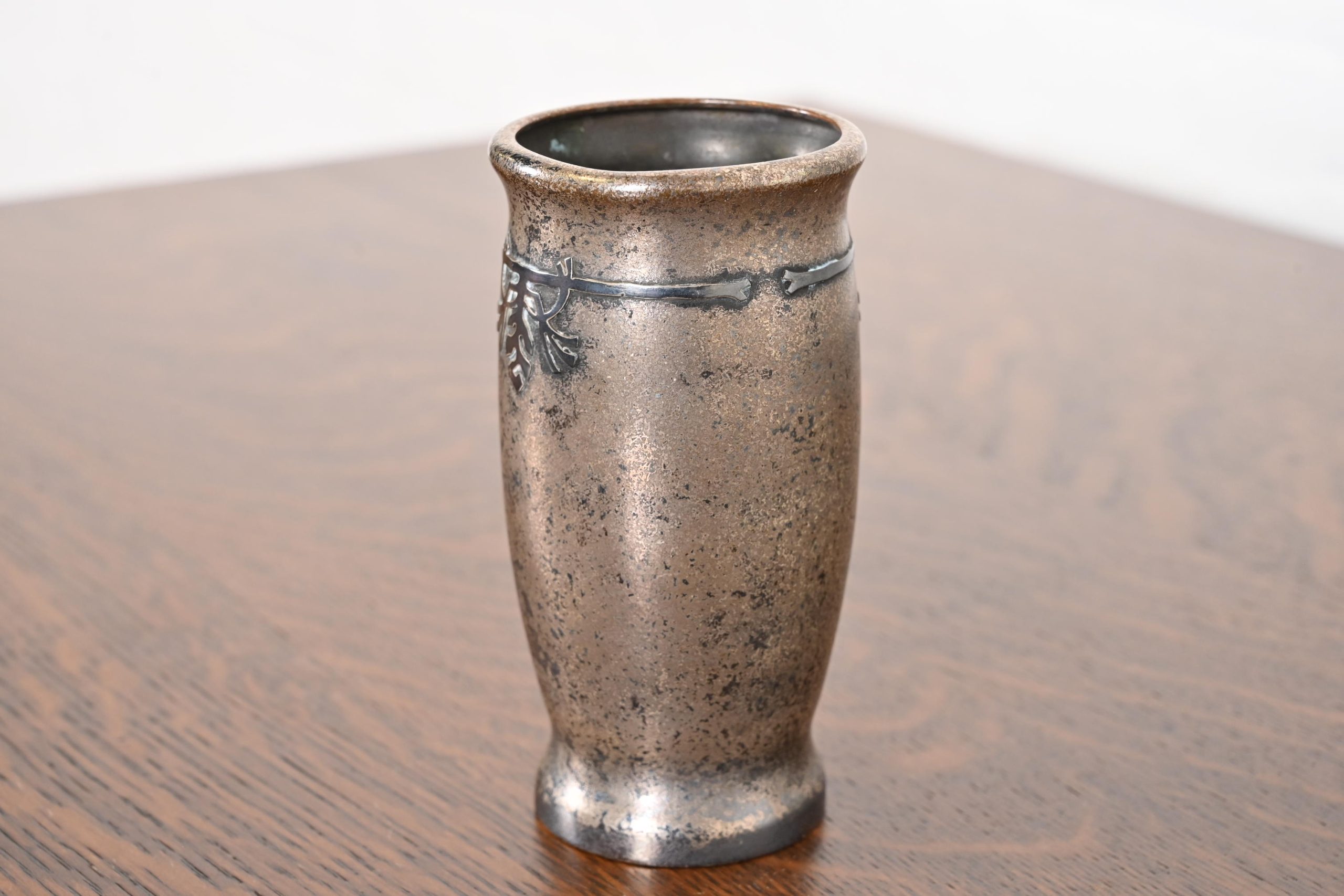 Silver Crest Arts & Crafts Sterling Silver on Bronze Vase - Image 4