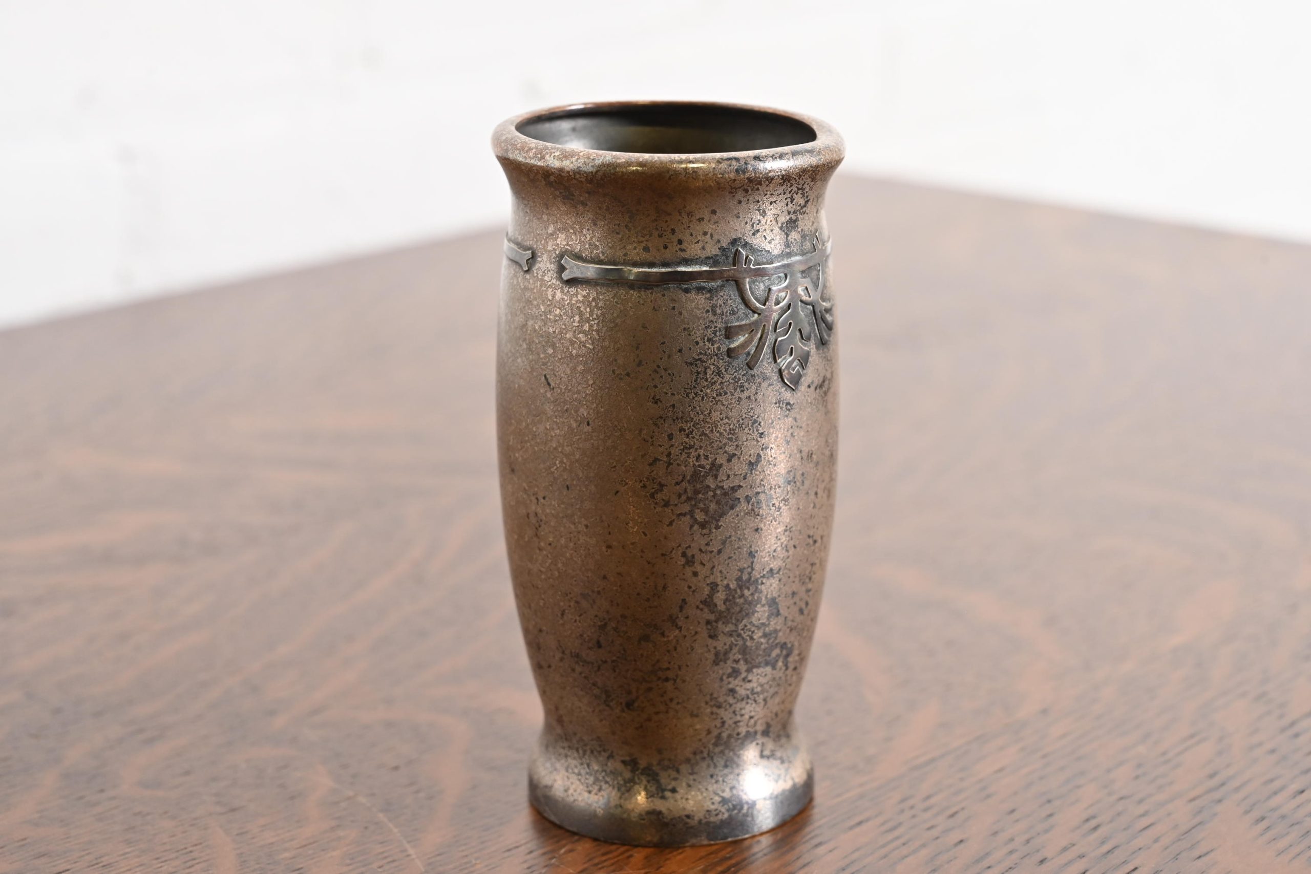 Silver Crest Arts & Crafts Sterling Silver on Bronze Vase - Image 5