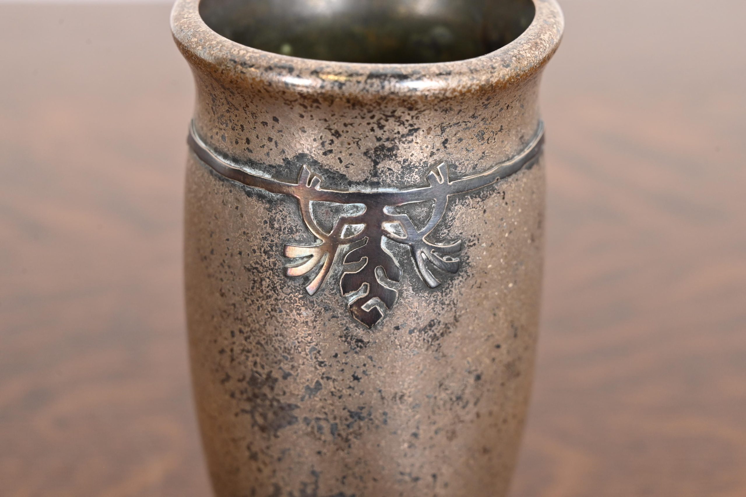 Silver Crest Arts & Crafts Sterling Silver on Bronze Vase - Image 7