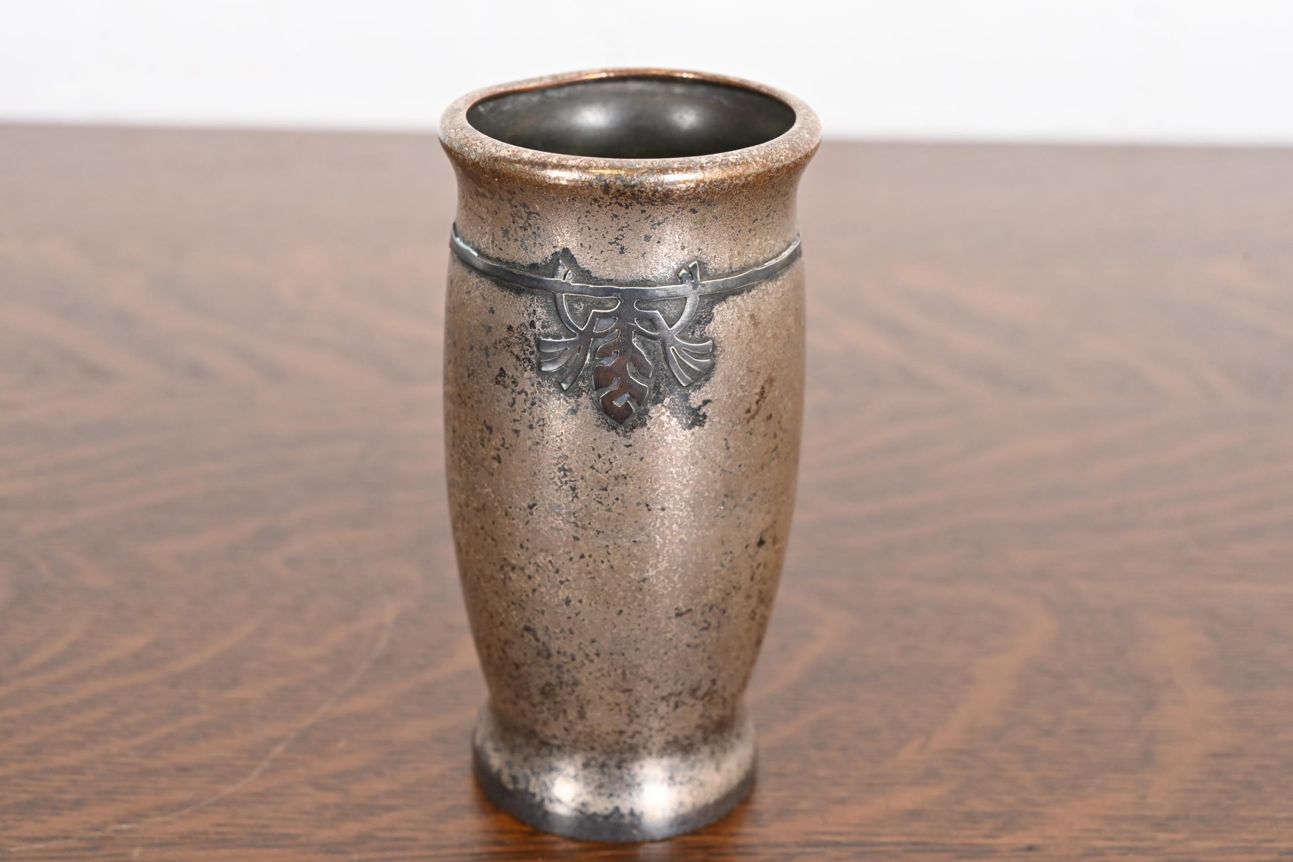 Silver Crest Arts & Crafts Sterling Silver on Bronze Vase - Image 2