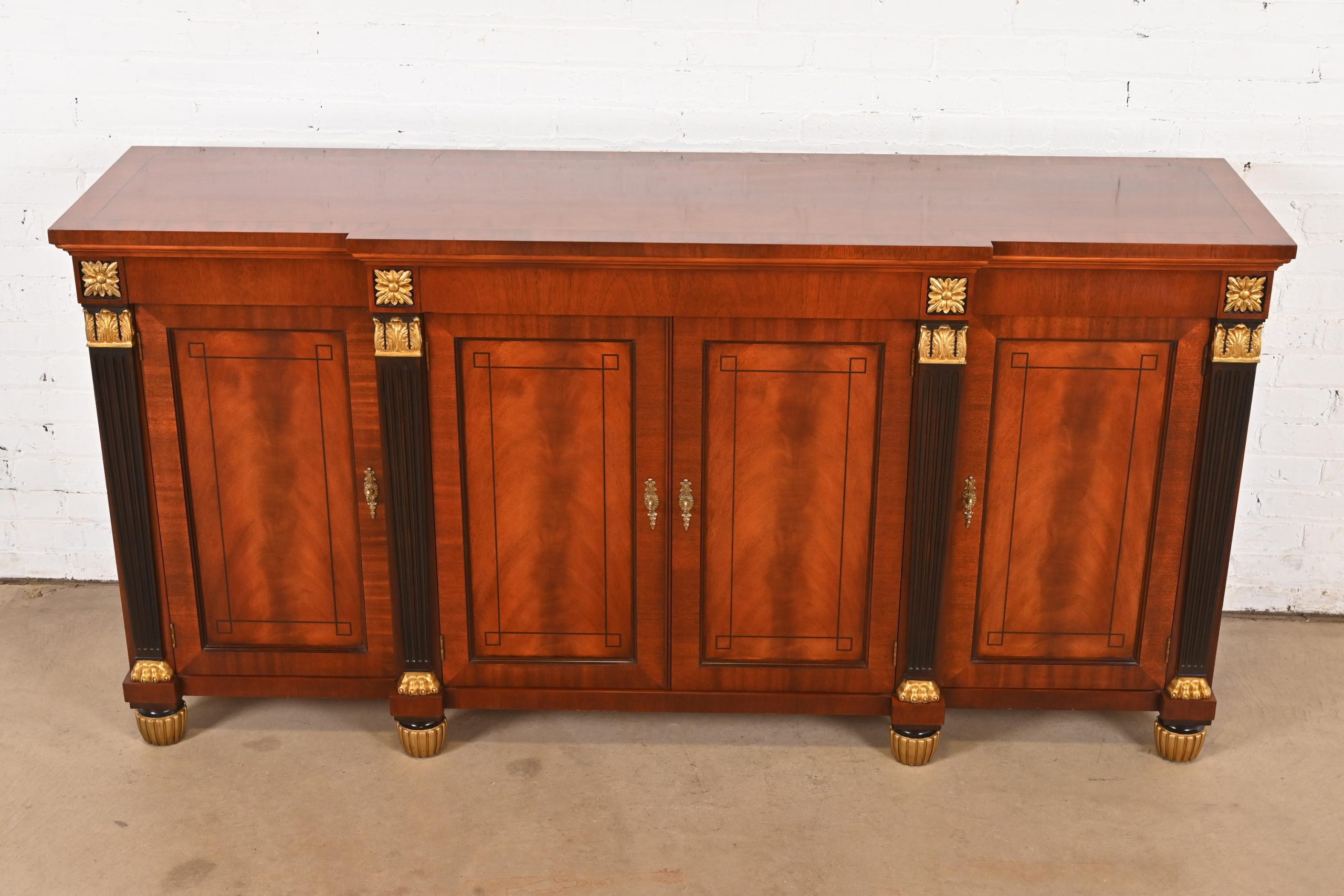 Baker Furniture French Empire Flame Mahogany Sideboard or Bar Cabinet - Image 2
