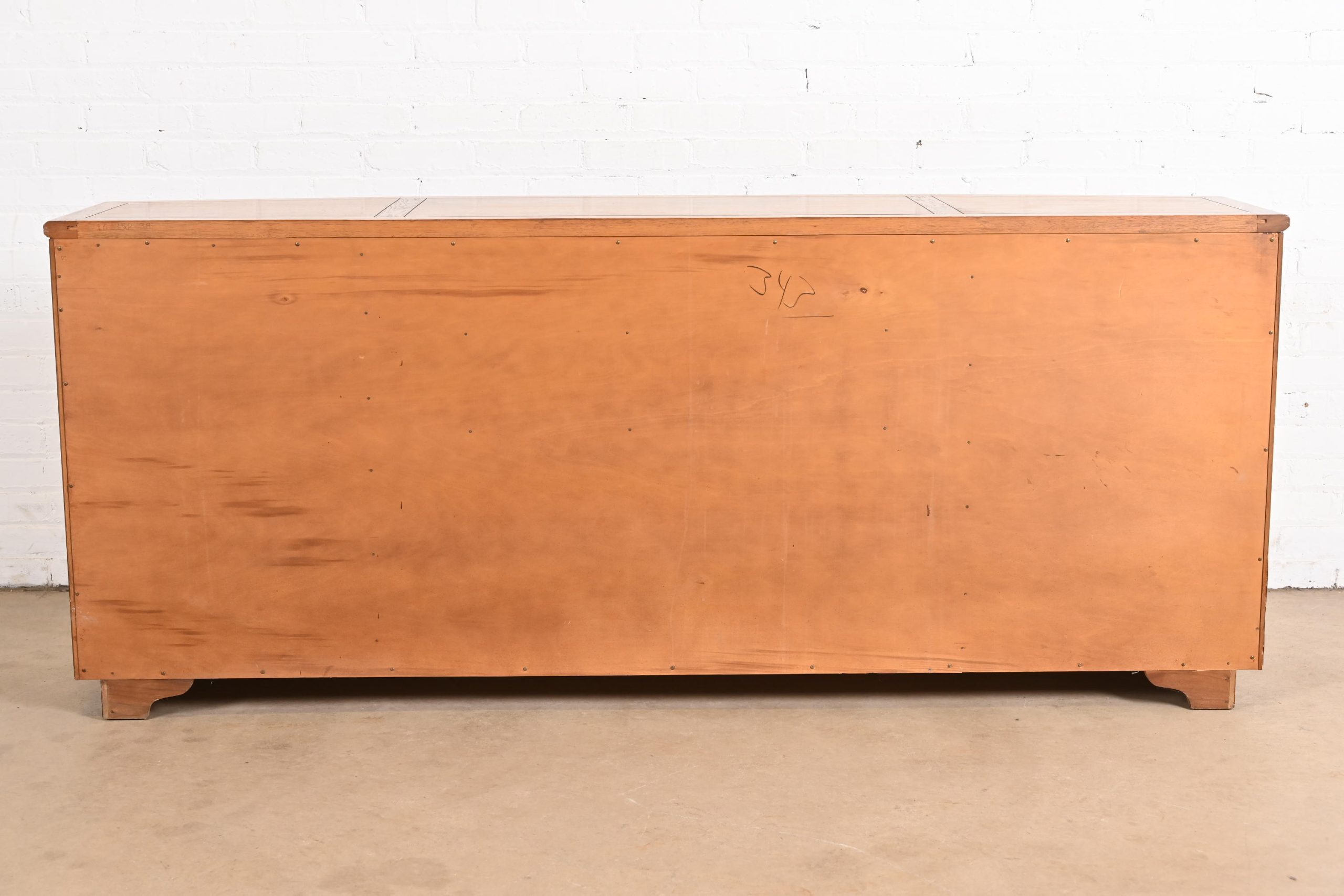 Henredon Style Mid-Century Modern Sculpted Walnut Sideboard Credenza, 1960s - Image 11