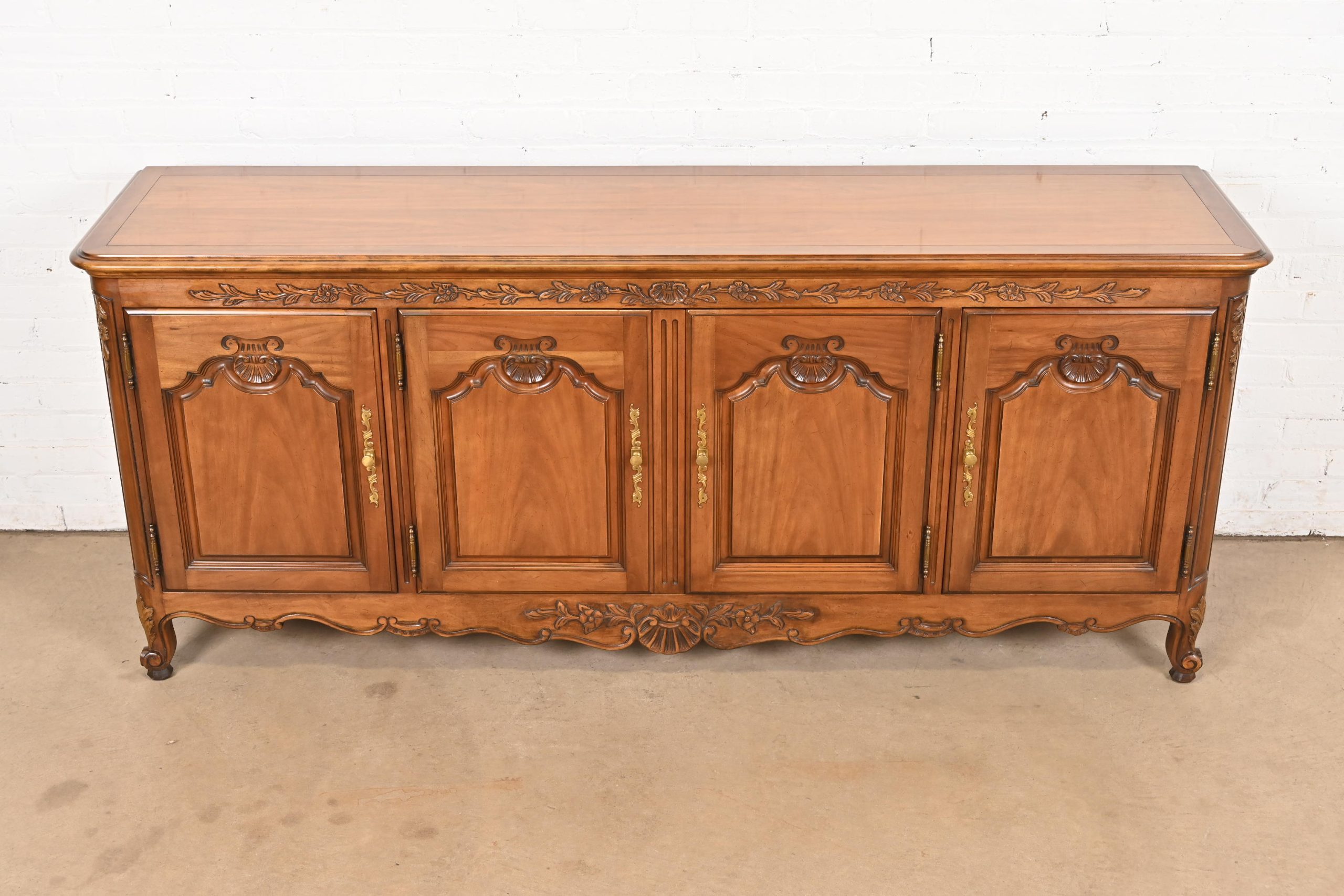 Kindel Furniture French Provincial Louis XV Solid Cherry Wood Sideboard or Bar Cabinet - Image 3