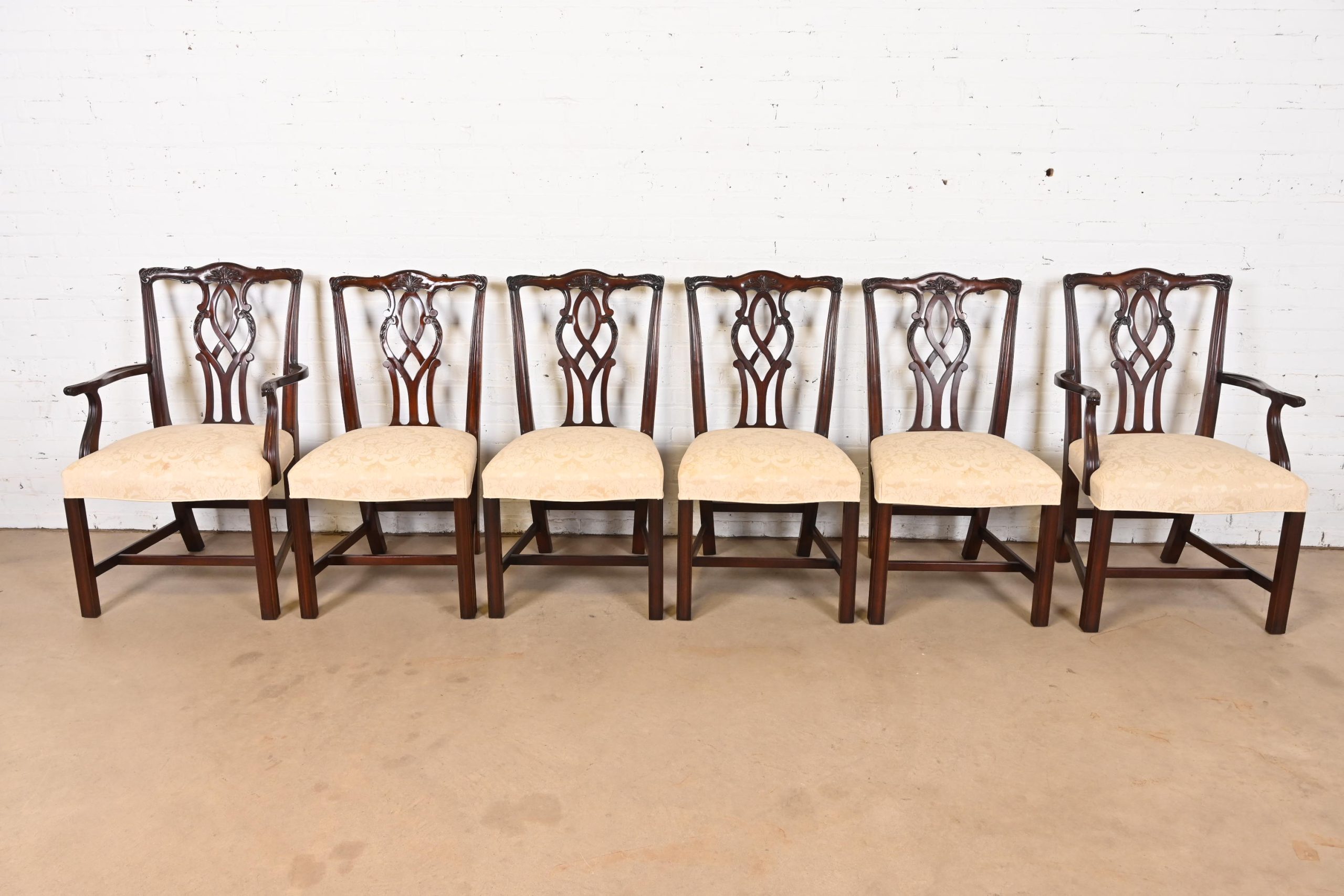 Kindel Furniture Georgian Carved Mahogany Dining Chairs, Set of Six - Image 3