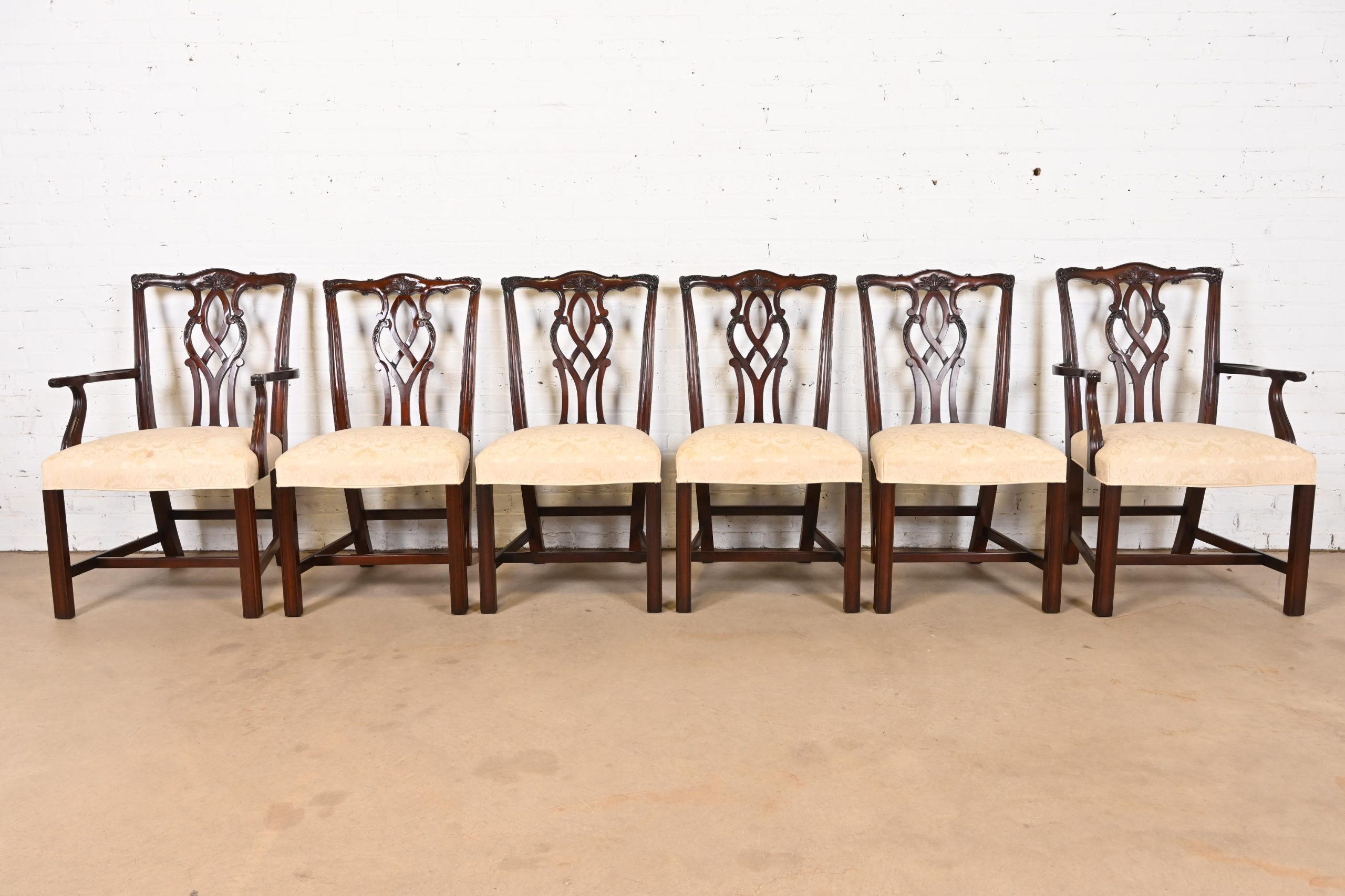 Kindel Furniture Georgian Carved Mahogany Dining Chairs, Set of Six - Image 2