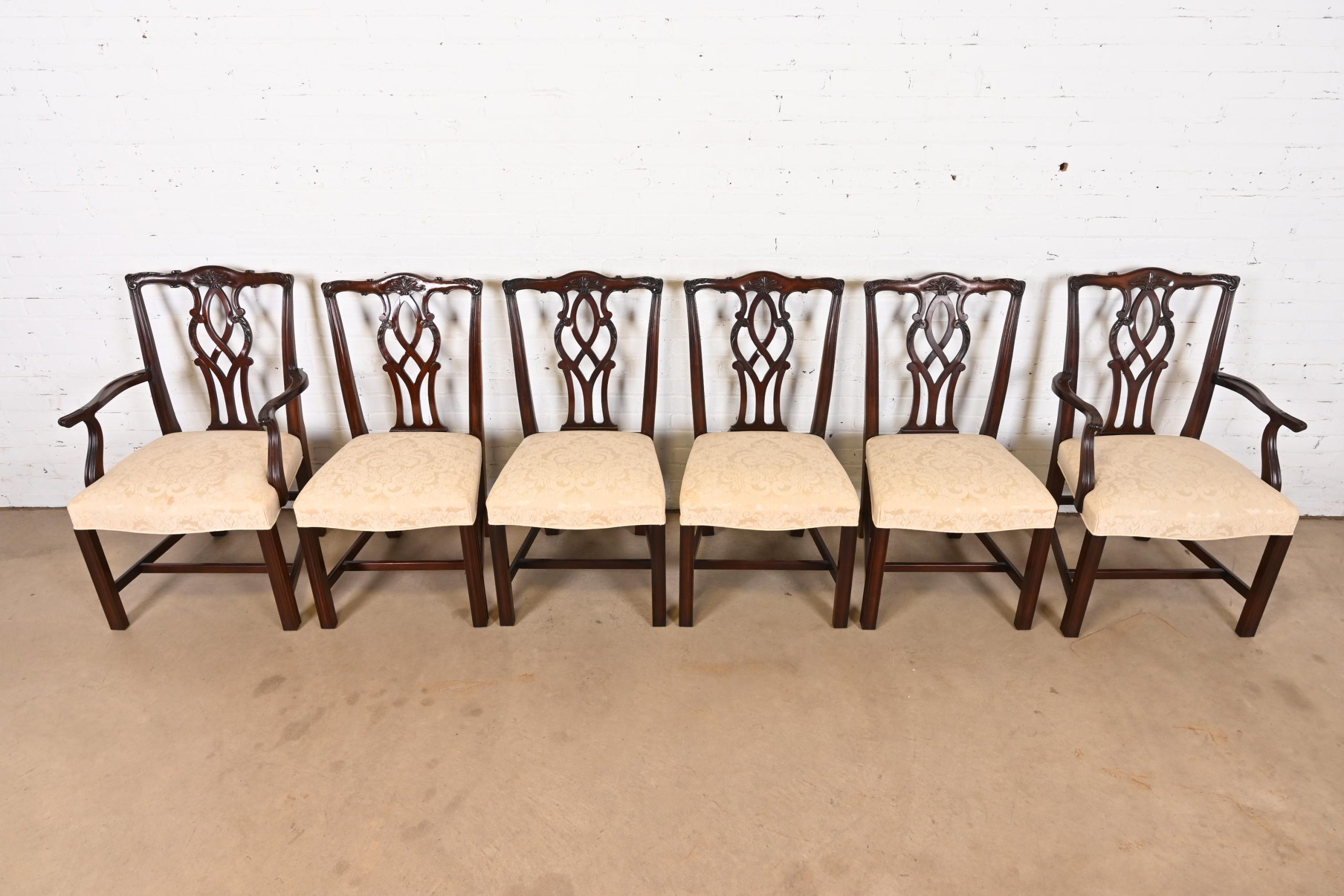 Kindel Furniture Georgian Carved Mahogany Dining Chairs, Set of Six - Image 5