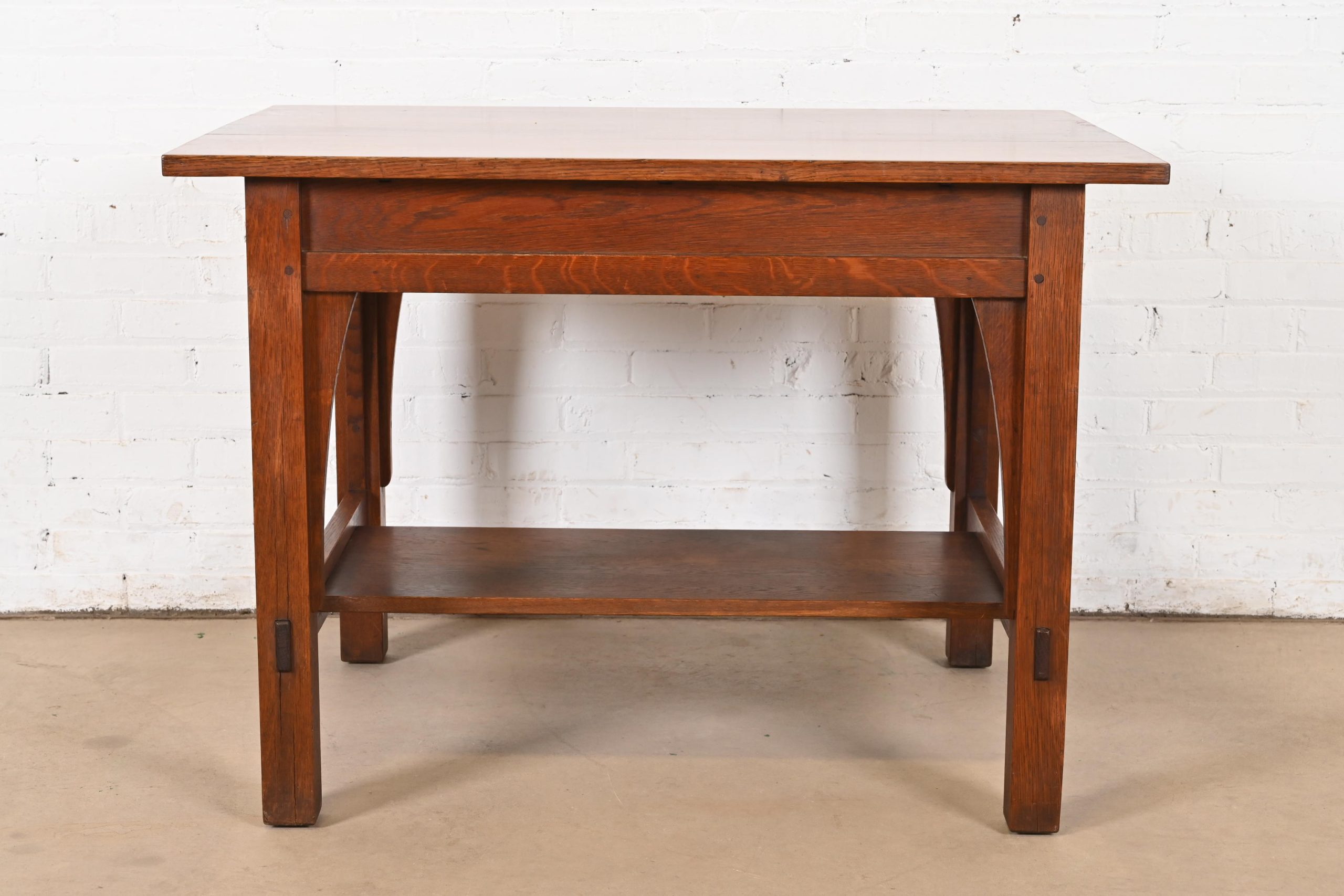 Gustav Stickley Mission Oak Arts & Crafts Writing Desk or Library Table, Circa 1910 - Image 11