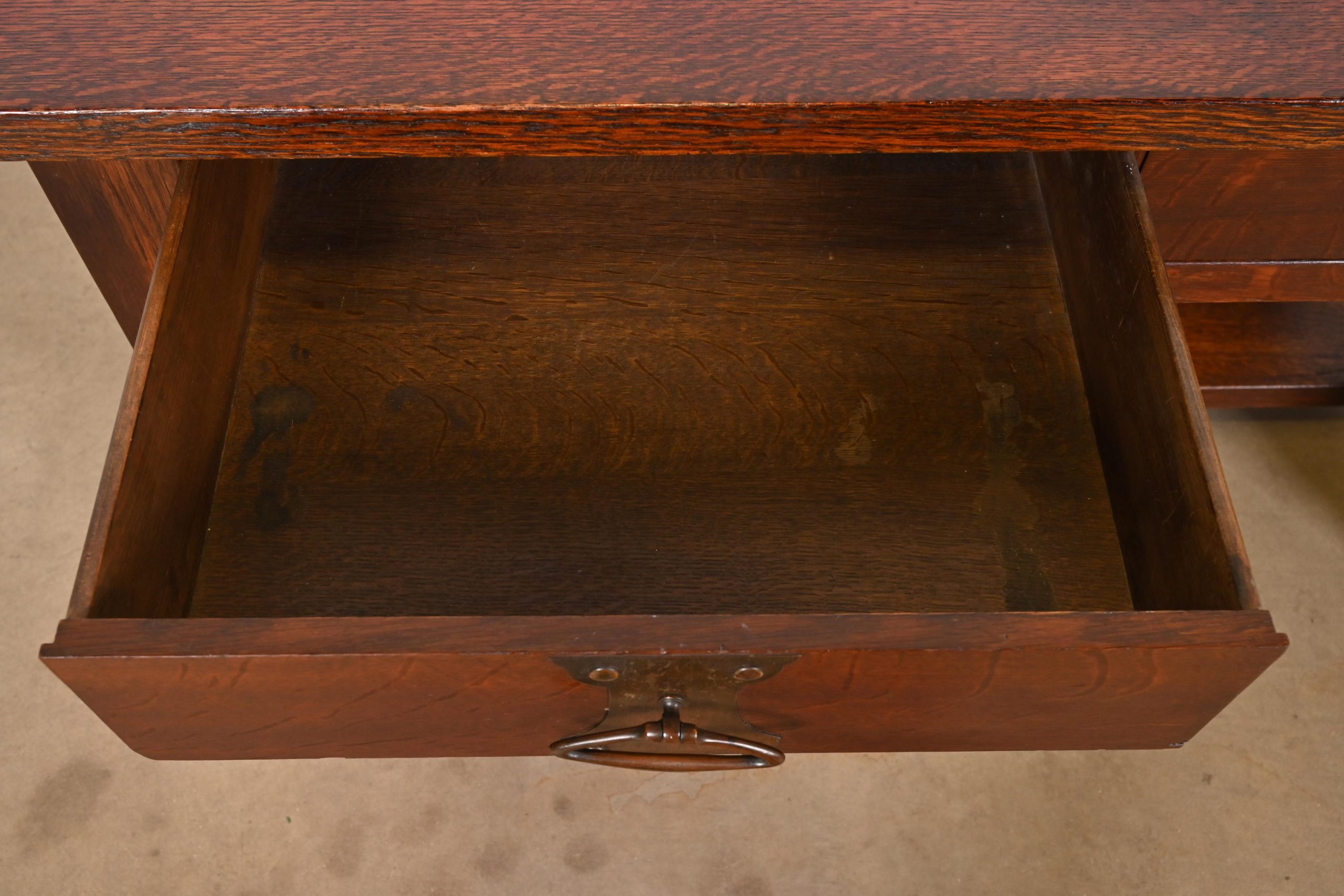 Imperial Furniture Grand Rapids Mission Oak Arts & Crafts Writing Desk or Library Table, Circa 1910 - Image 6