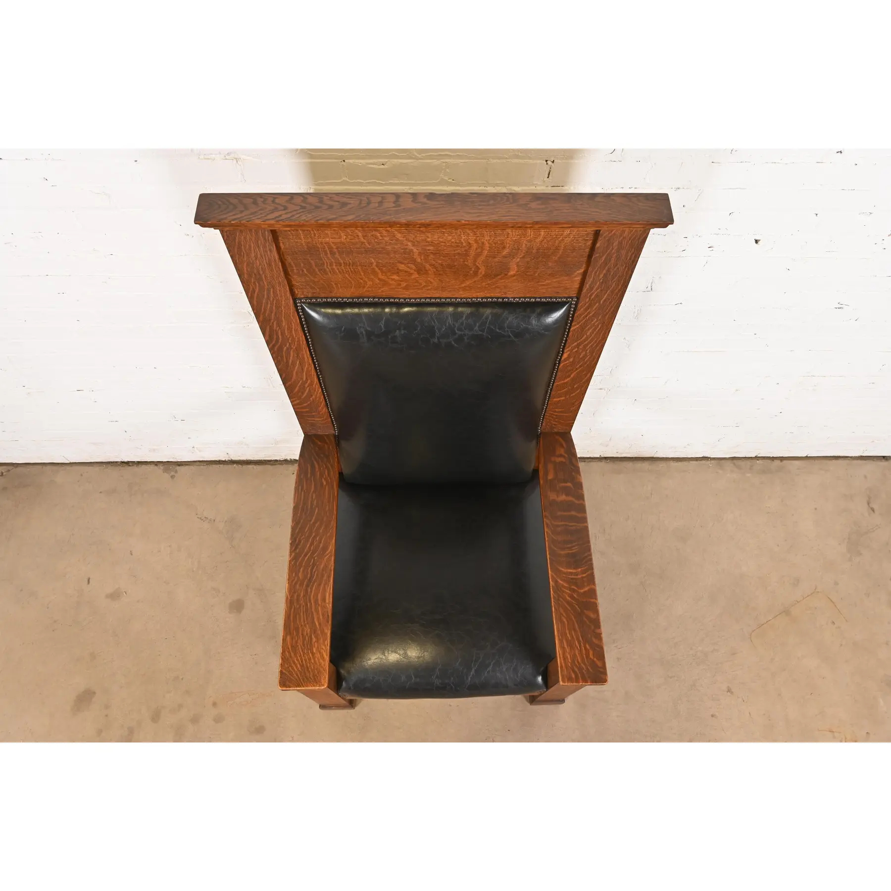 Antique Mission Oak Arts & Crafts Monumental Throne Chair, Circa 1900 - Image 5