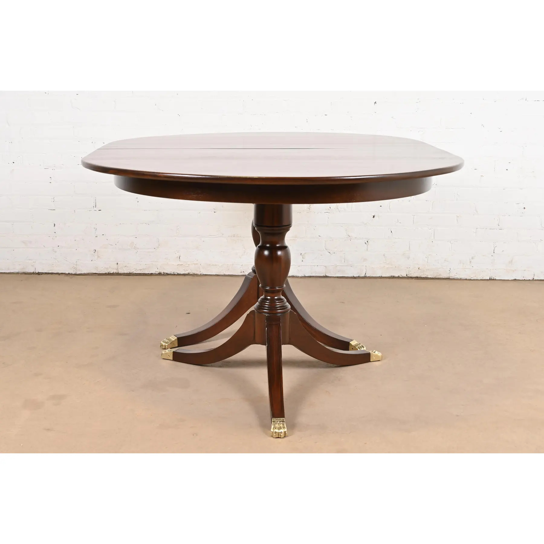Henkel Harris Georgian Solid Mahogany Double Pedestal Extension Dining Table, Newly Refinished - Image 10
