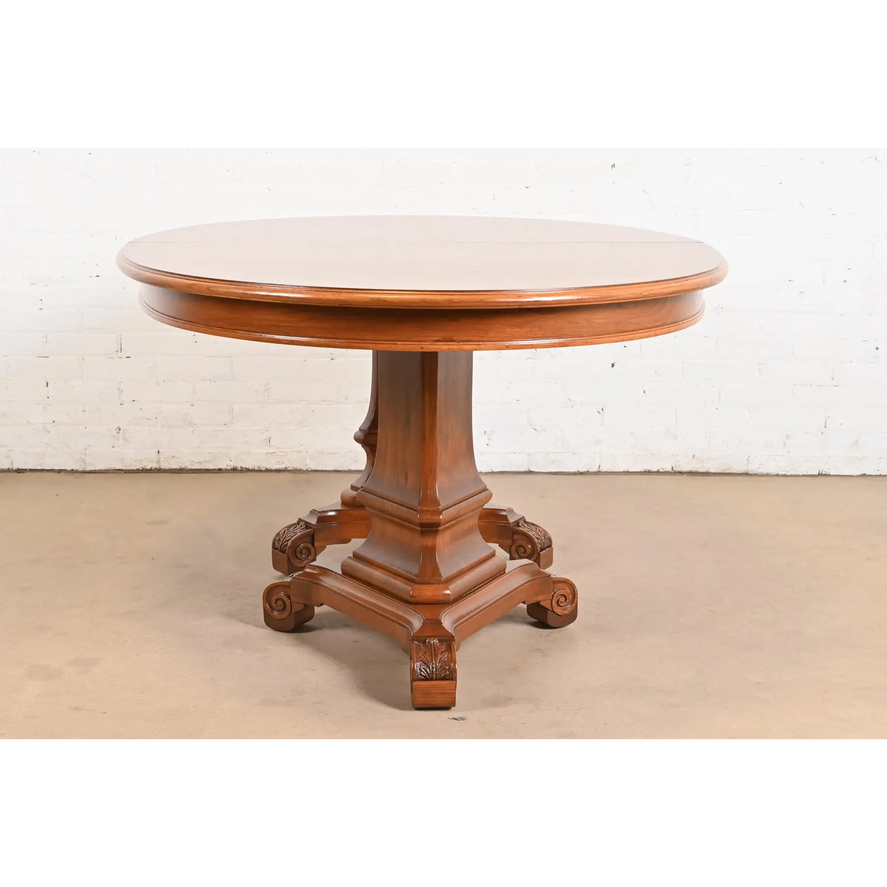 Karges Regency Burled Walnut Double Pedestal Extension Dining Table, Newly Refinished - Image 11
