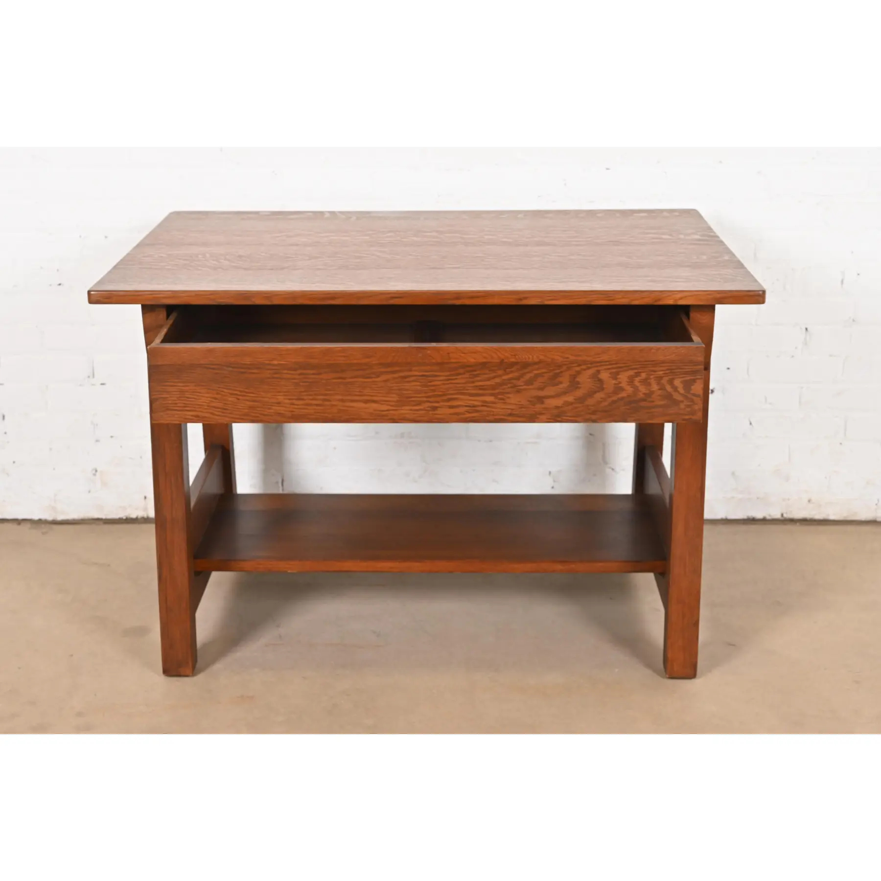 Limbert Antique Mission Oak Arts & Crafts Desk or Library Table, Circa 1910 - Image 5