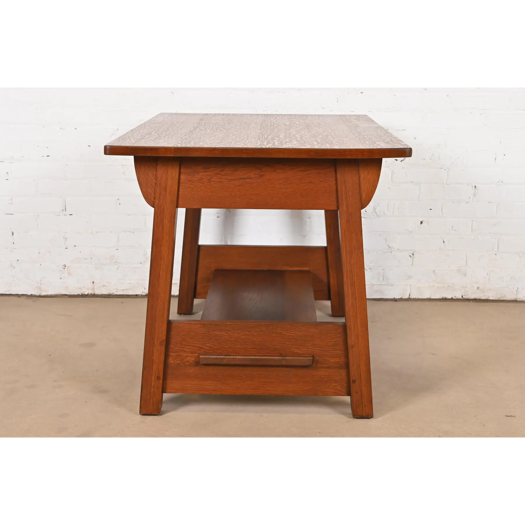 Limbert Antique Mission Oak Arts & Crafts Desk or Library Table, Circa 1910 - Image 10