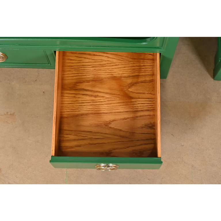 Michael Taylor for Baker Far East Collection Green Lacquered Nightstands or End Tables, Newly Refinished - Image 6